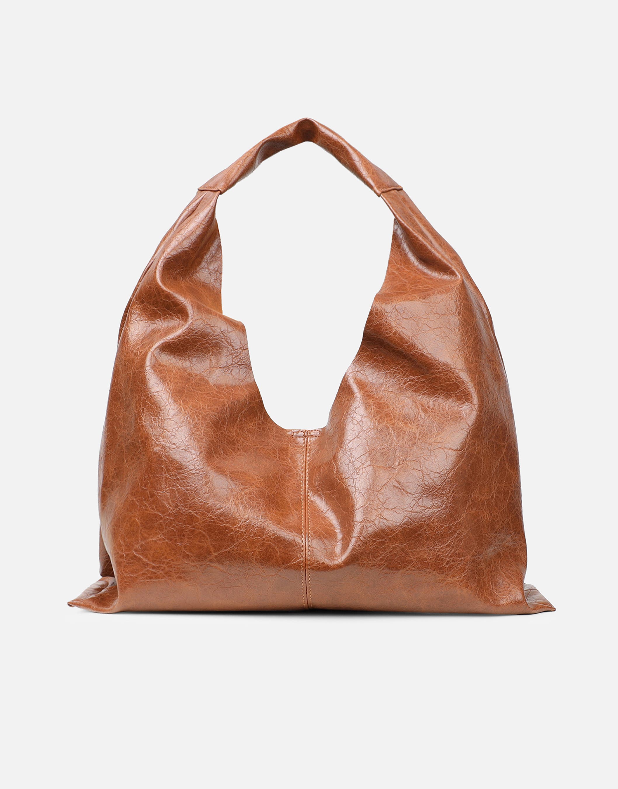 Abina Dark Tan Soft Hobo Shoulder Bag | SIMMI London