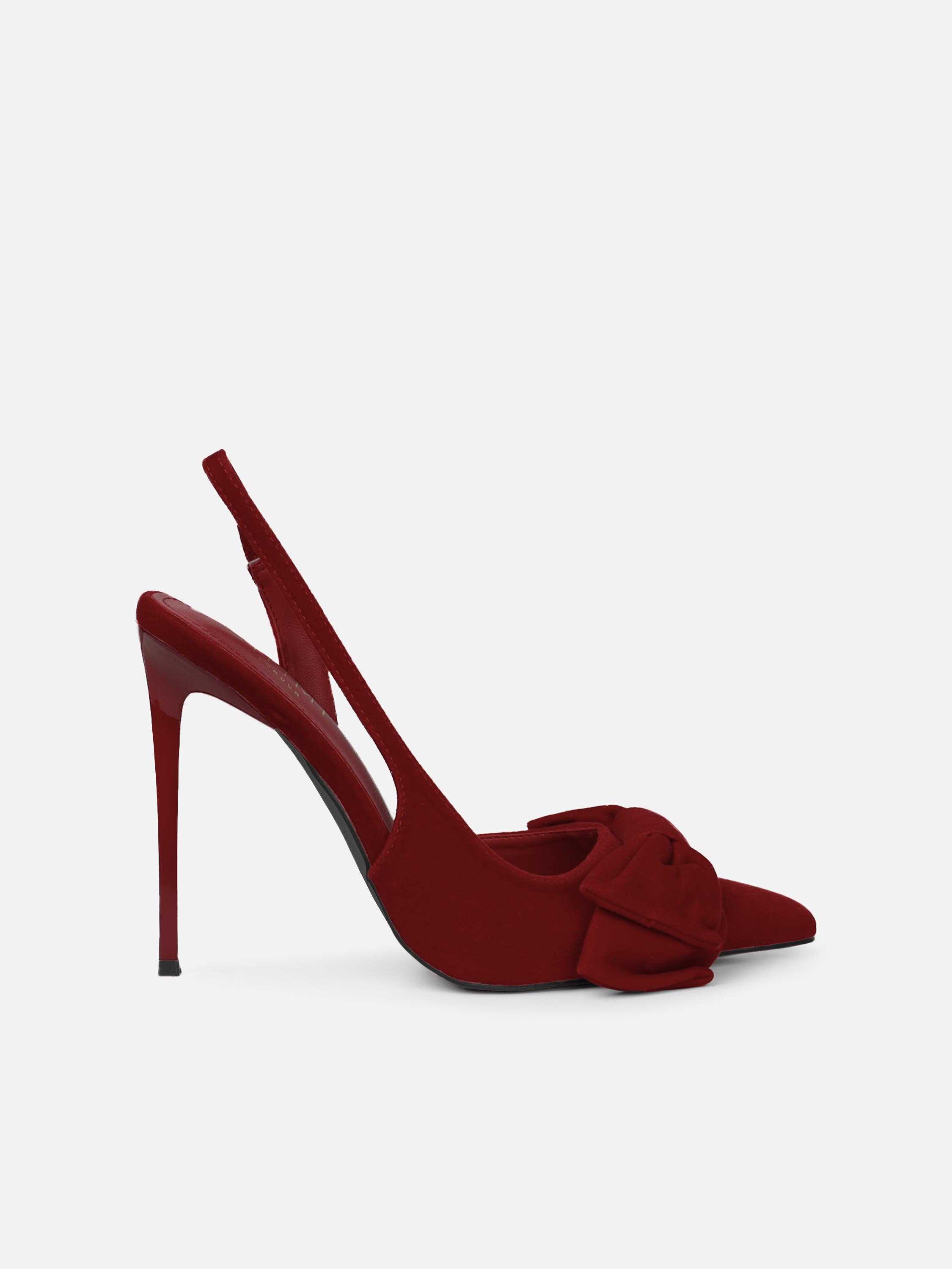 Toppaz Dark Red Velvet Bow Heeled Sandals | SIMMI London