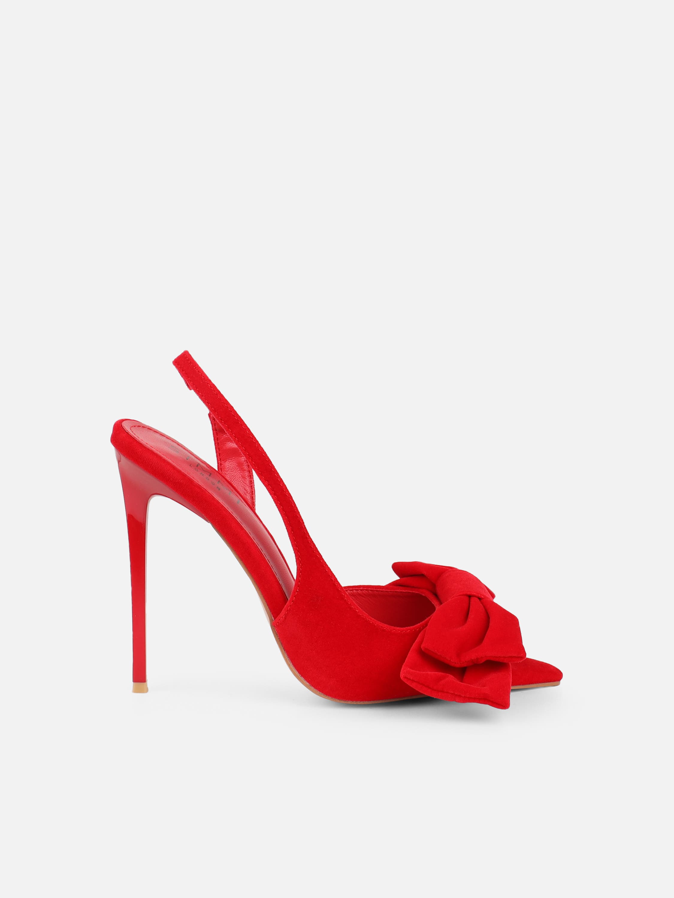 Torrez Red Velvet Bow Detail Peep Toe Heeled Sandals | SIMMI London