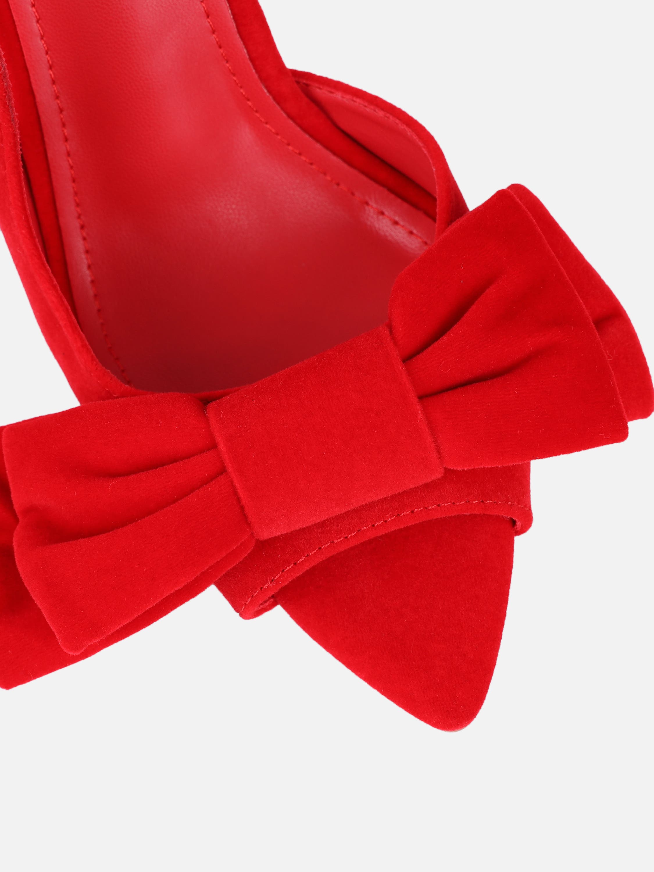 Torrez Red Velvet Bow Detail Peep Toe Heeled Sandals | SIMMI London