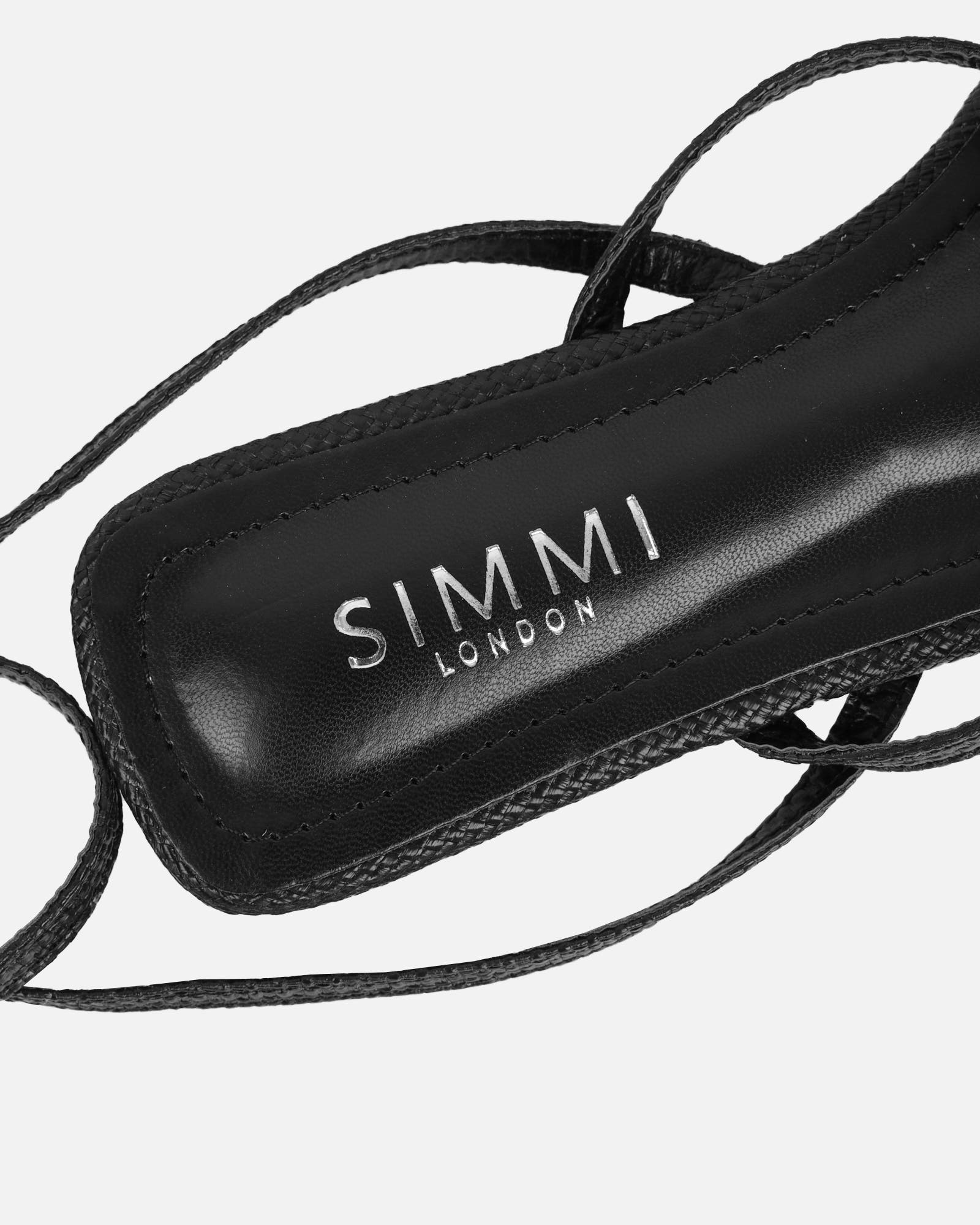 Johanna Black Hesian Flower Detail Flat Sandals | SIMMI London