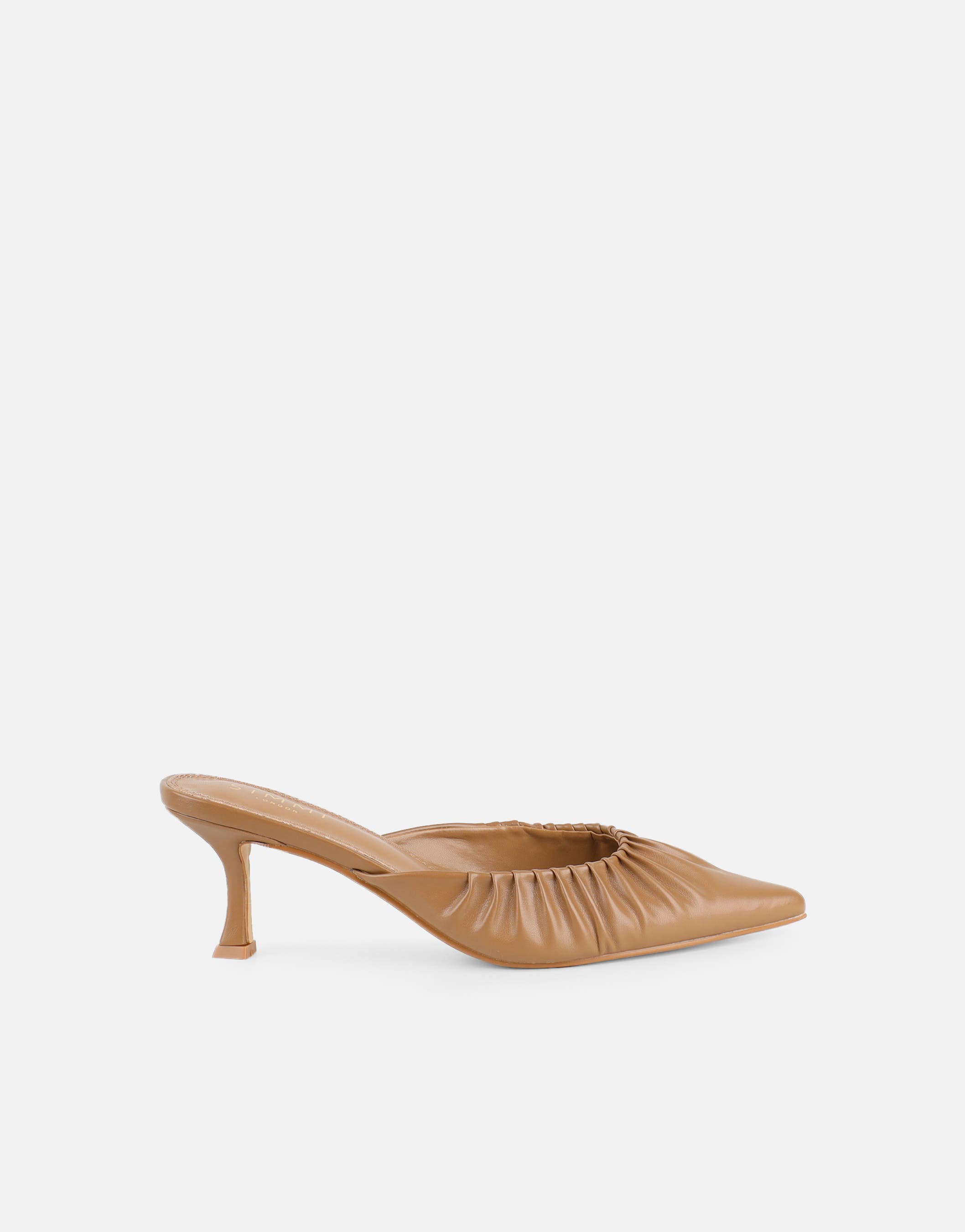 Paige Dark Nude Ruched Mules