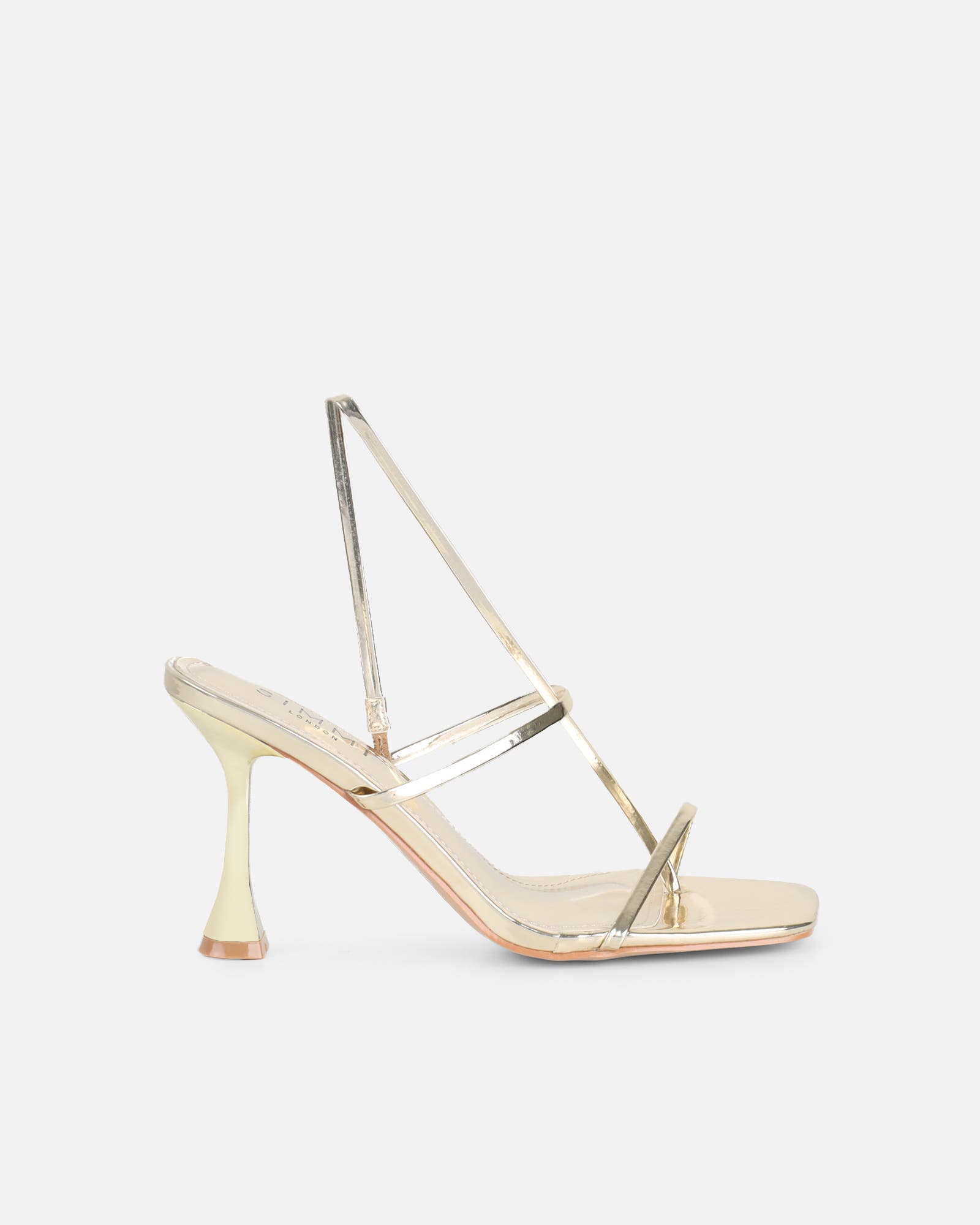 Allegra Gold Mirror Strappy Heeled Sandals | SIMMI London
