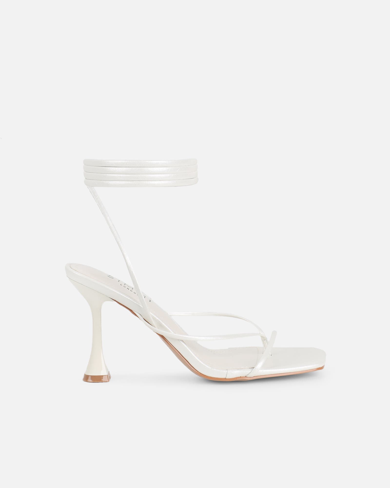 Pixar White Metallic Tie Up Heeled Sandals | SIMMI London