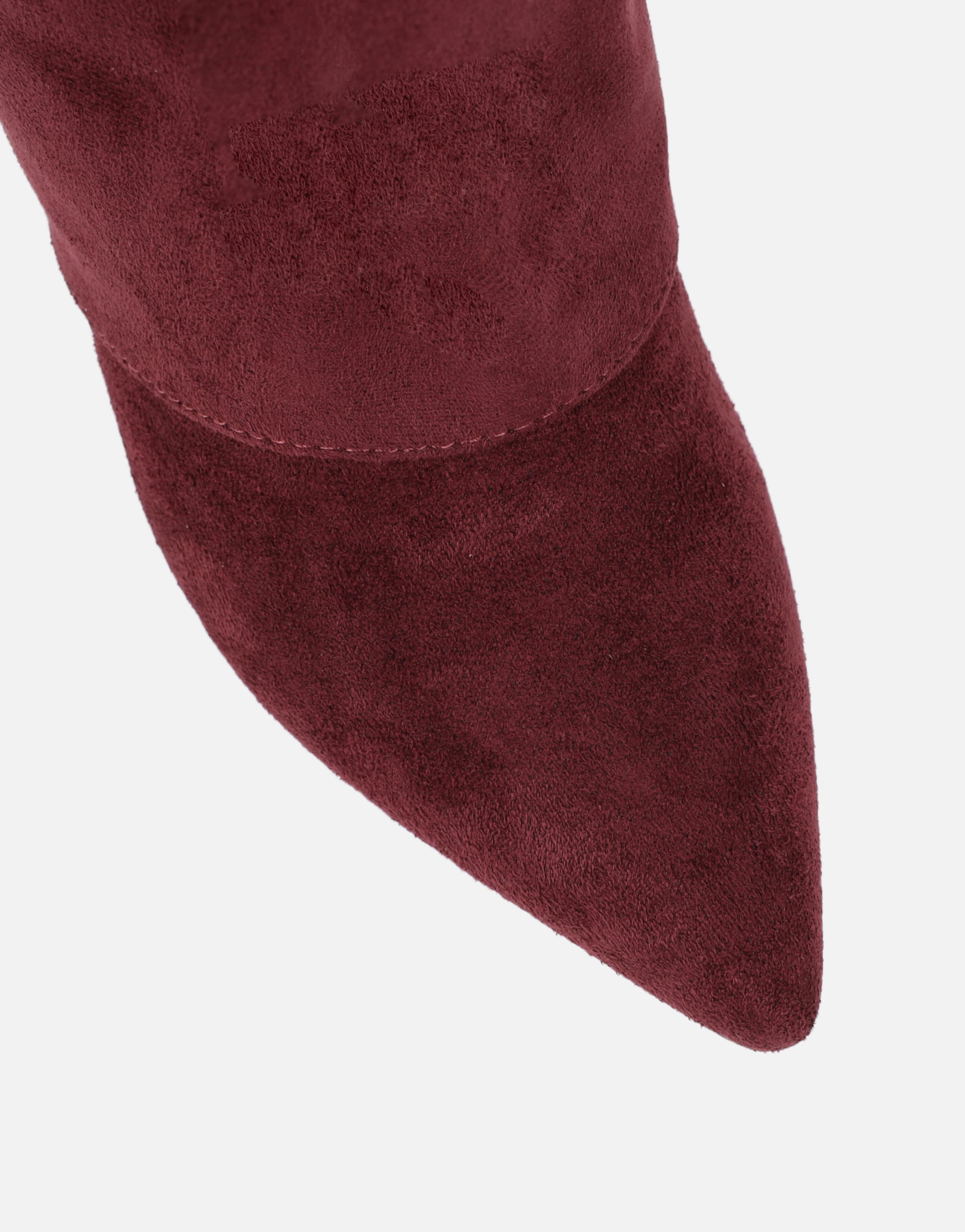 Anais Burgundy Microfibre Foldover Buckle Detail Heeled Boots | SIMMI London