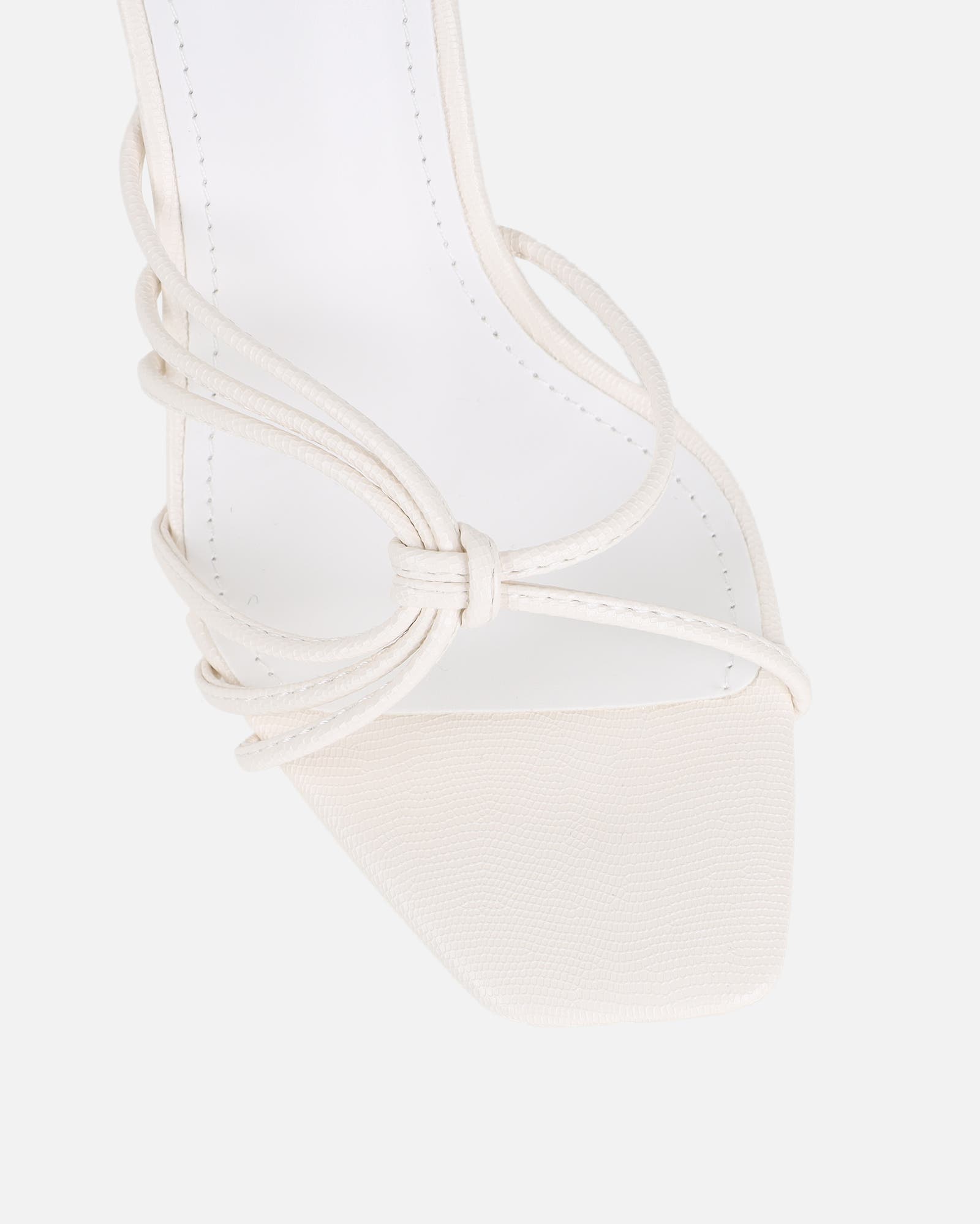 Riarra White Lizard Strappy Heeled Sandals | SIMMI London