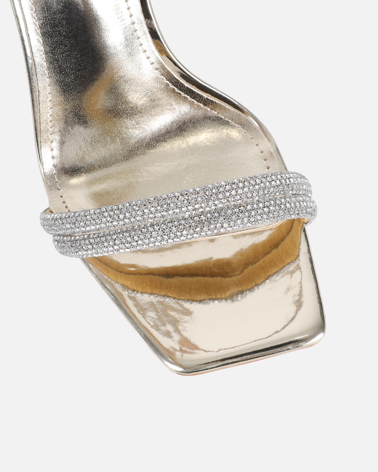 Pena Gold Mirror Diamante Heeled Sandals | SIMMI London