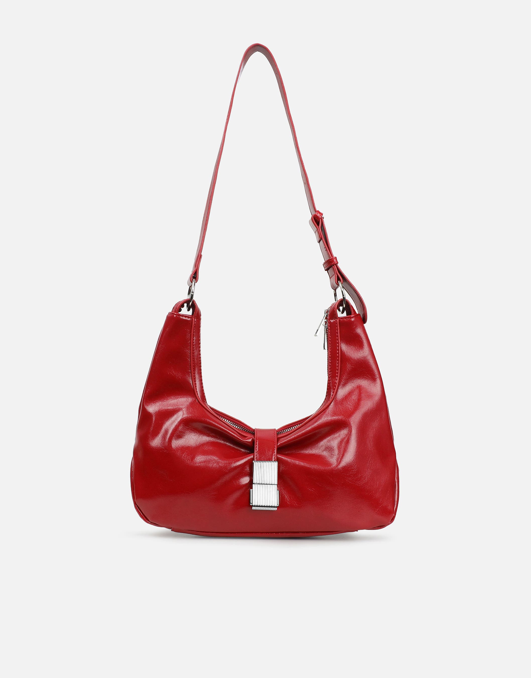 Asher Red Buckle Detail Shoulder Bag | SIMMI London