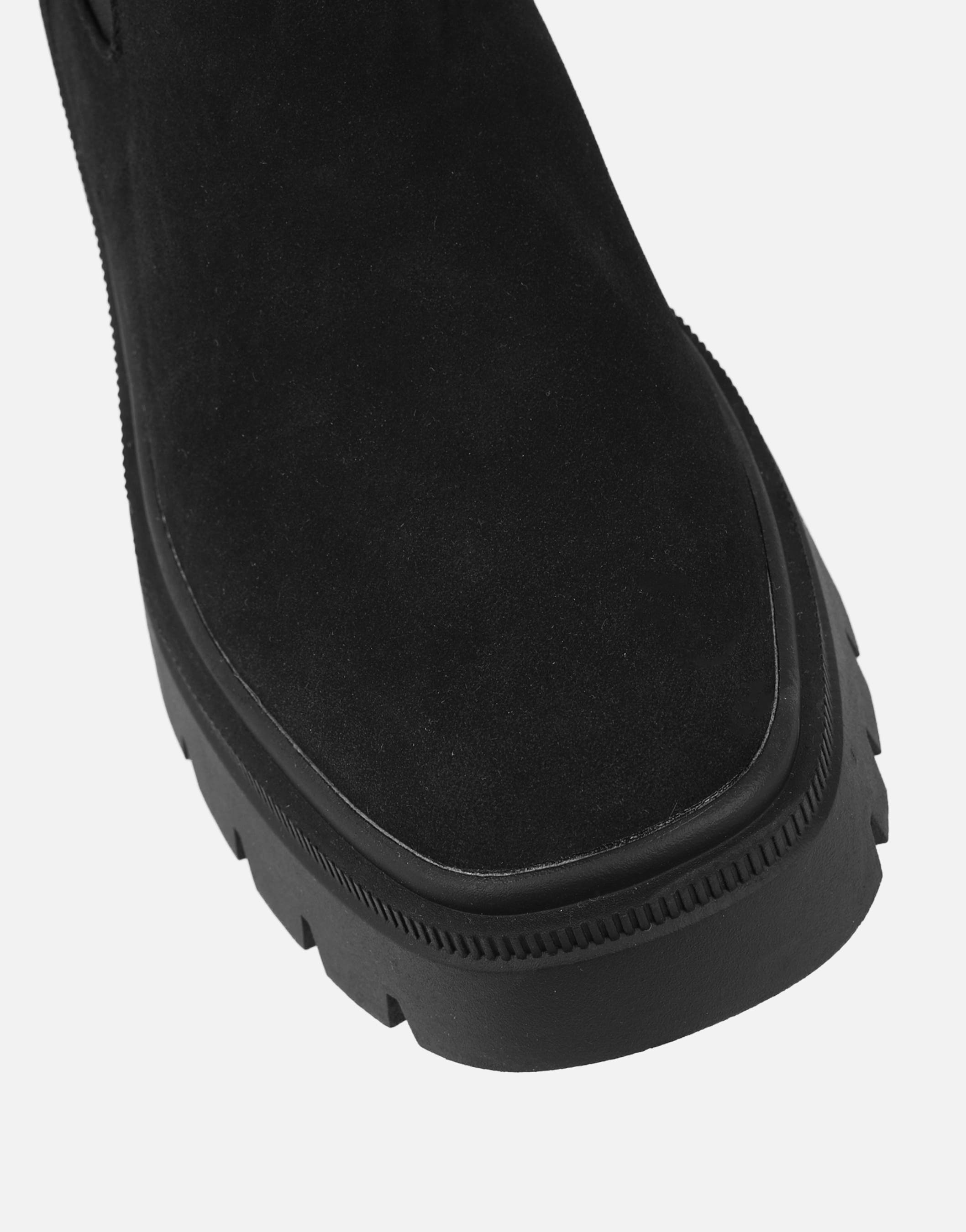 Judd Black Suede Chunky Chelsea Boots | SIMMI London