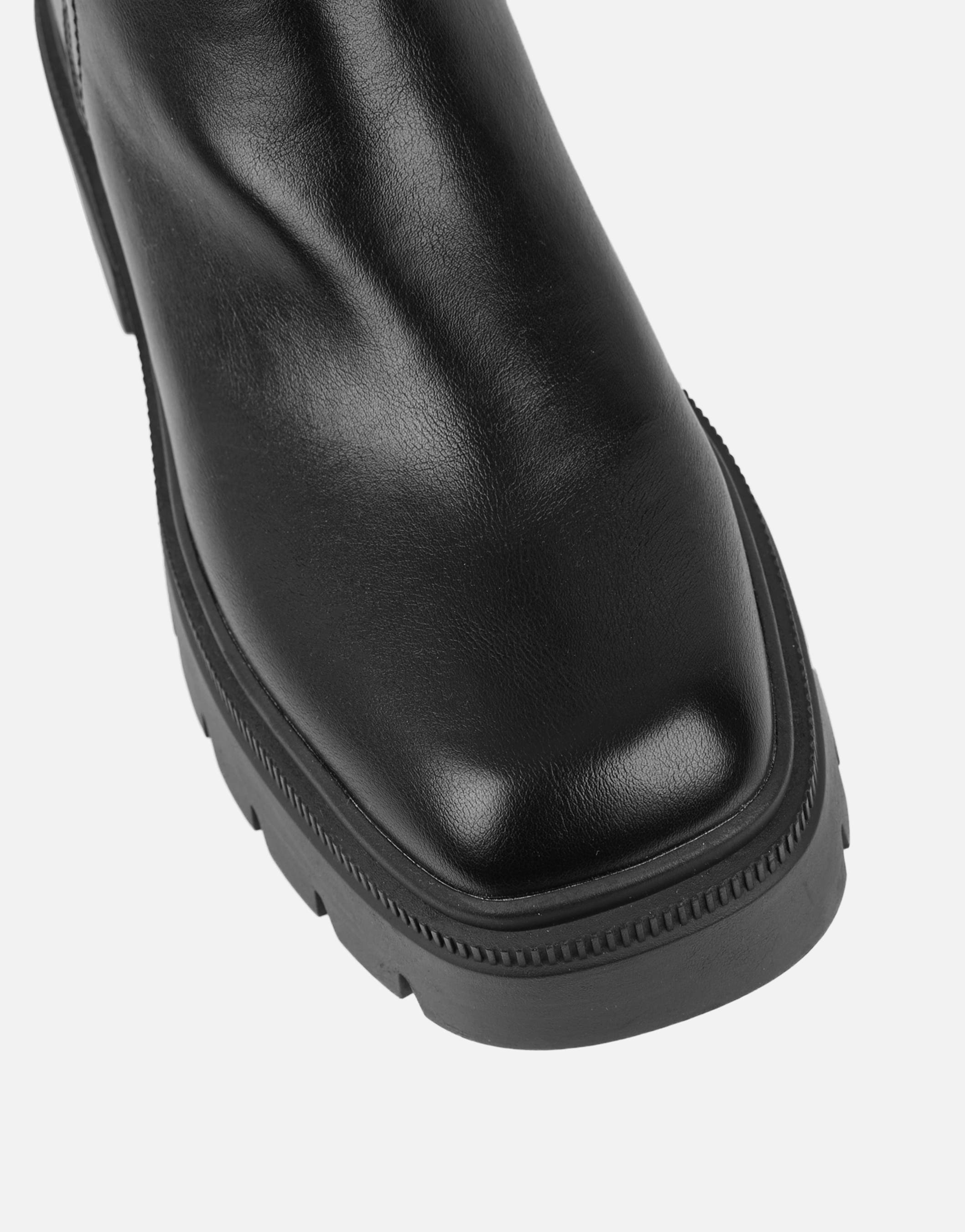 Kenneth Black Knit Knee High Chunky Boots | SIMMI London