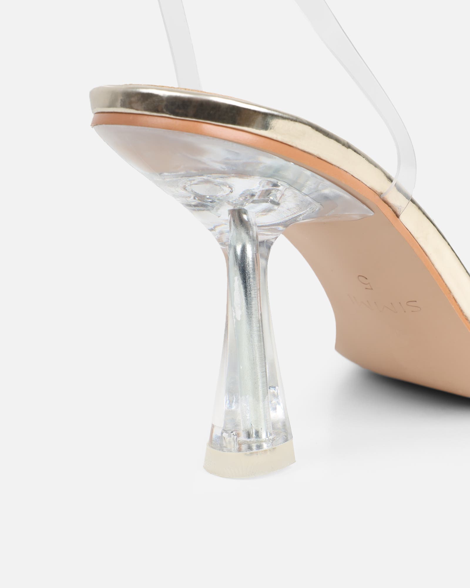 Diamond Gold Clear Diamante Mid Heels | SIMMI London