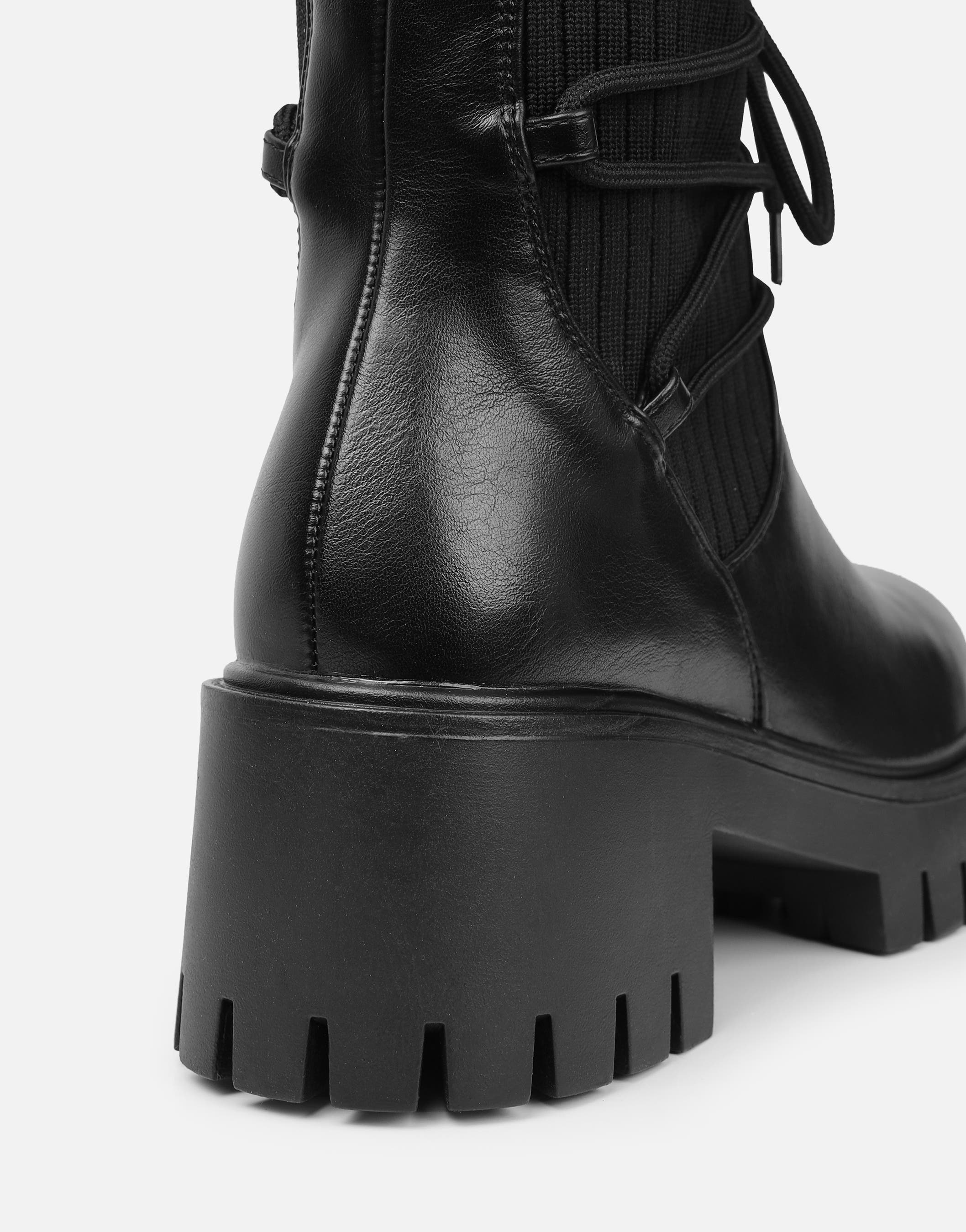 Bance Black Chunky Lace Detail Boots | SIMMI London
