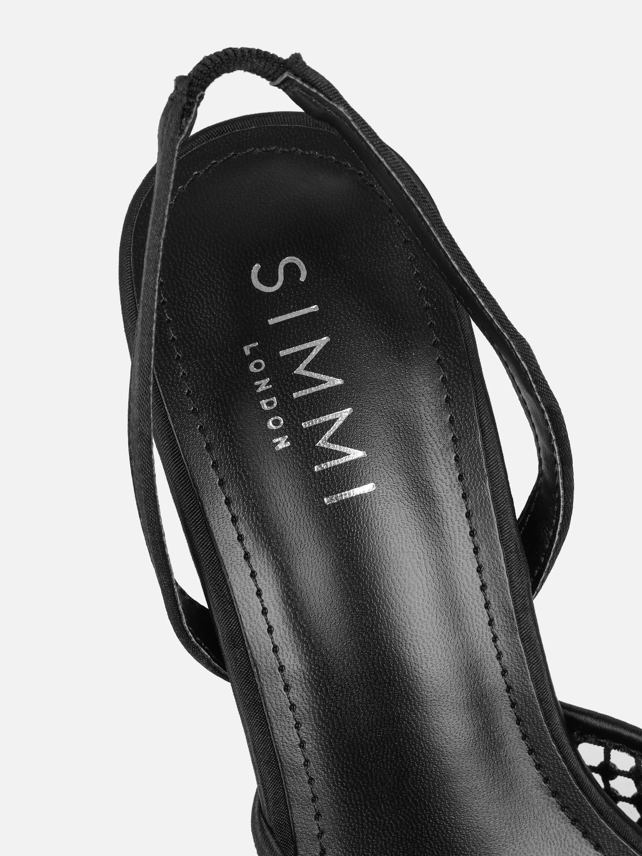 Starlight Black Diamante Mesh Heeled Sandals | SIMMI London