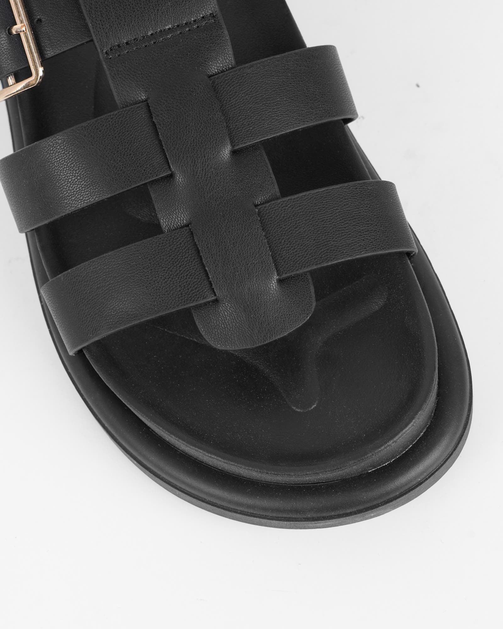 Berri Black Chunky Footbed Sliders | SIMMI London