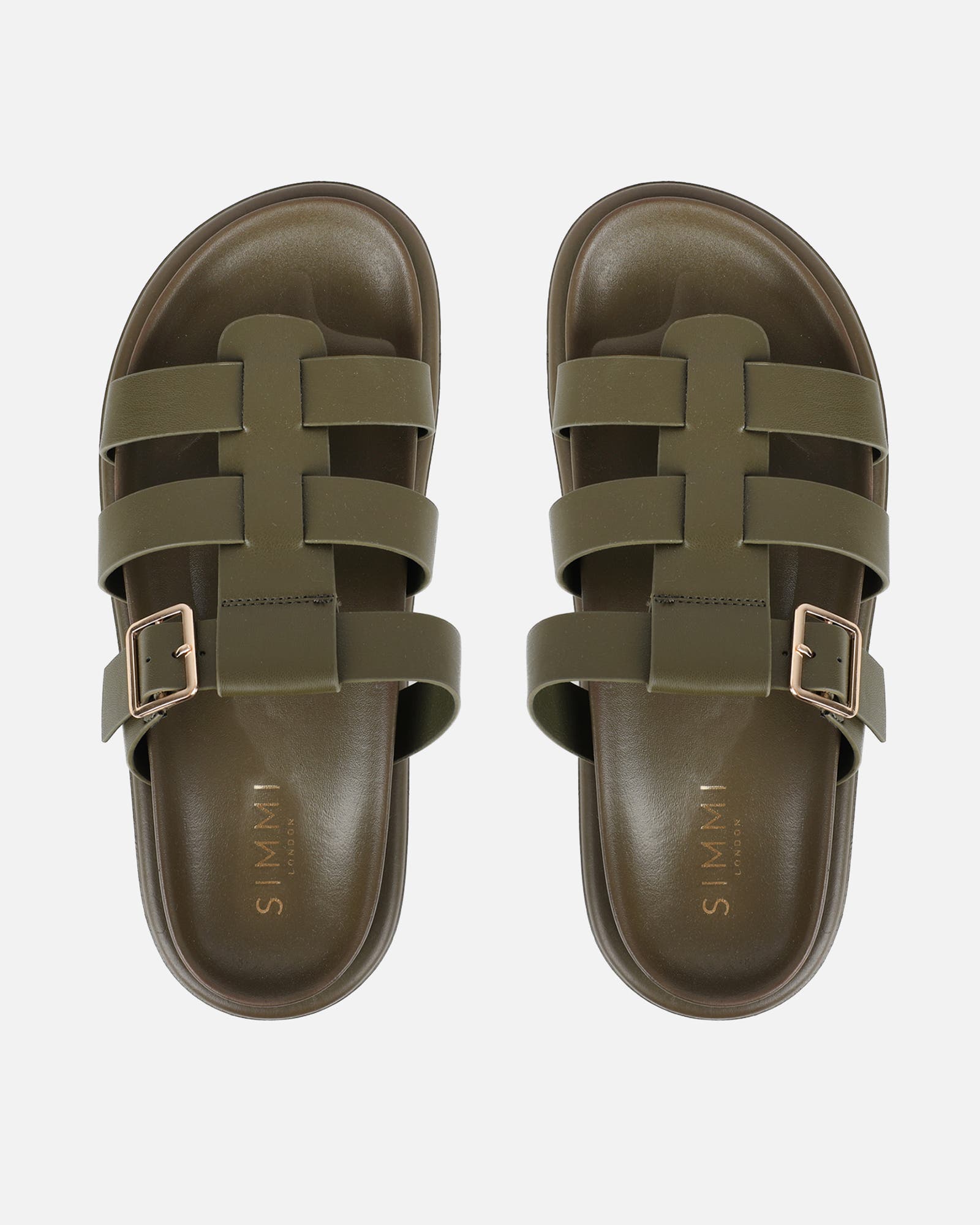 Berri Khaki Chunky Footbed Sliders | SIMMI London