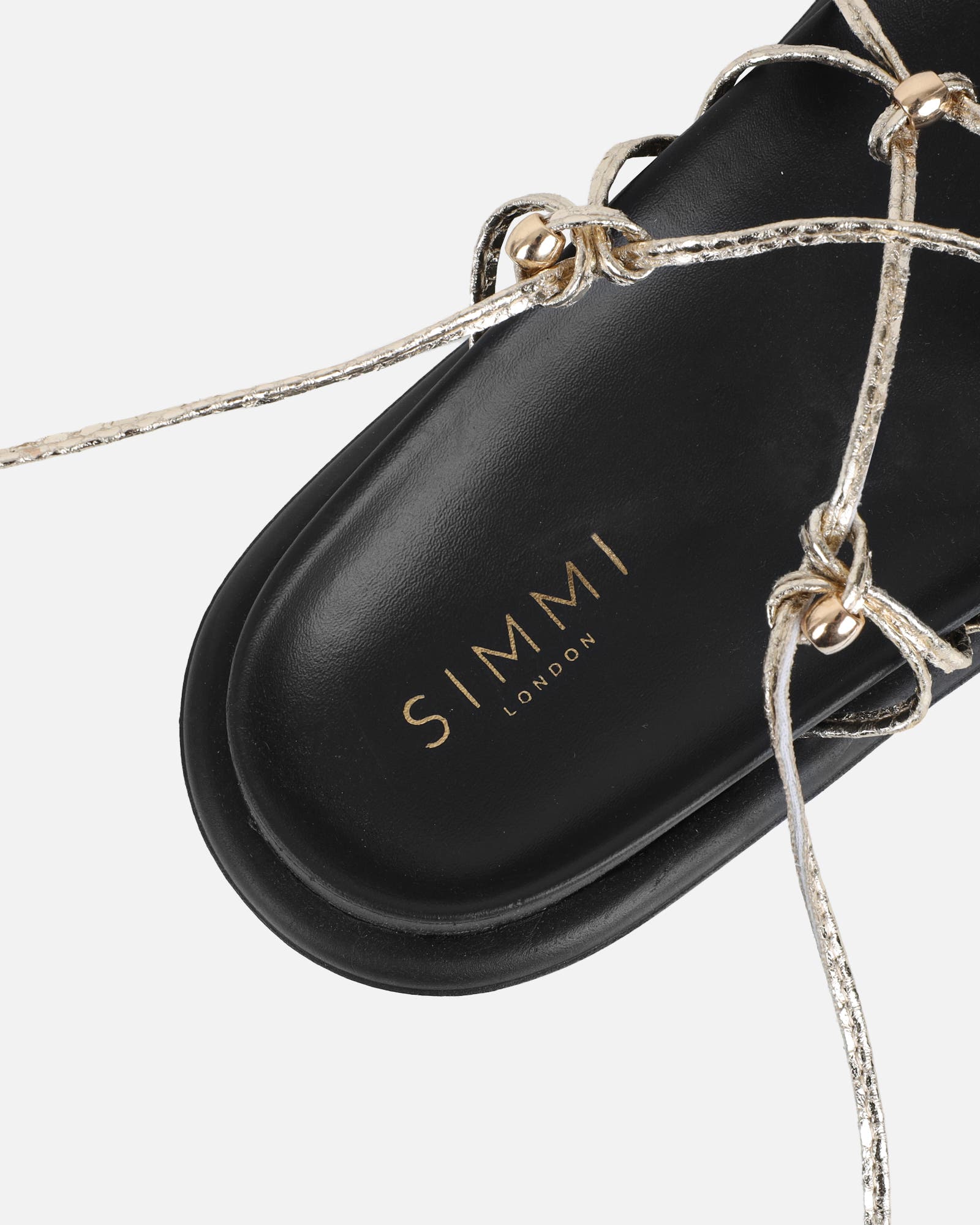 Billie Gold Rope Tie Up Sandals | SIMMI London