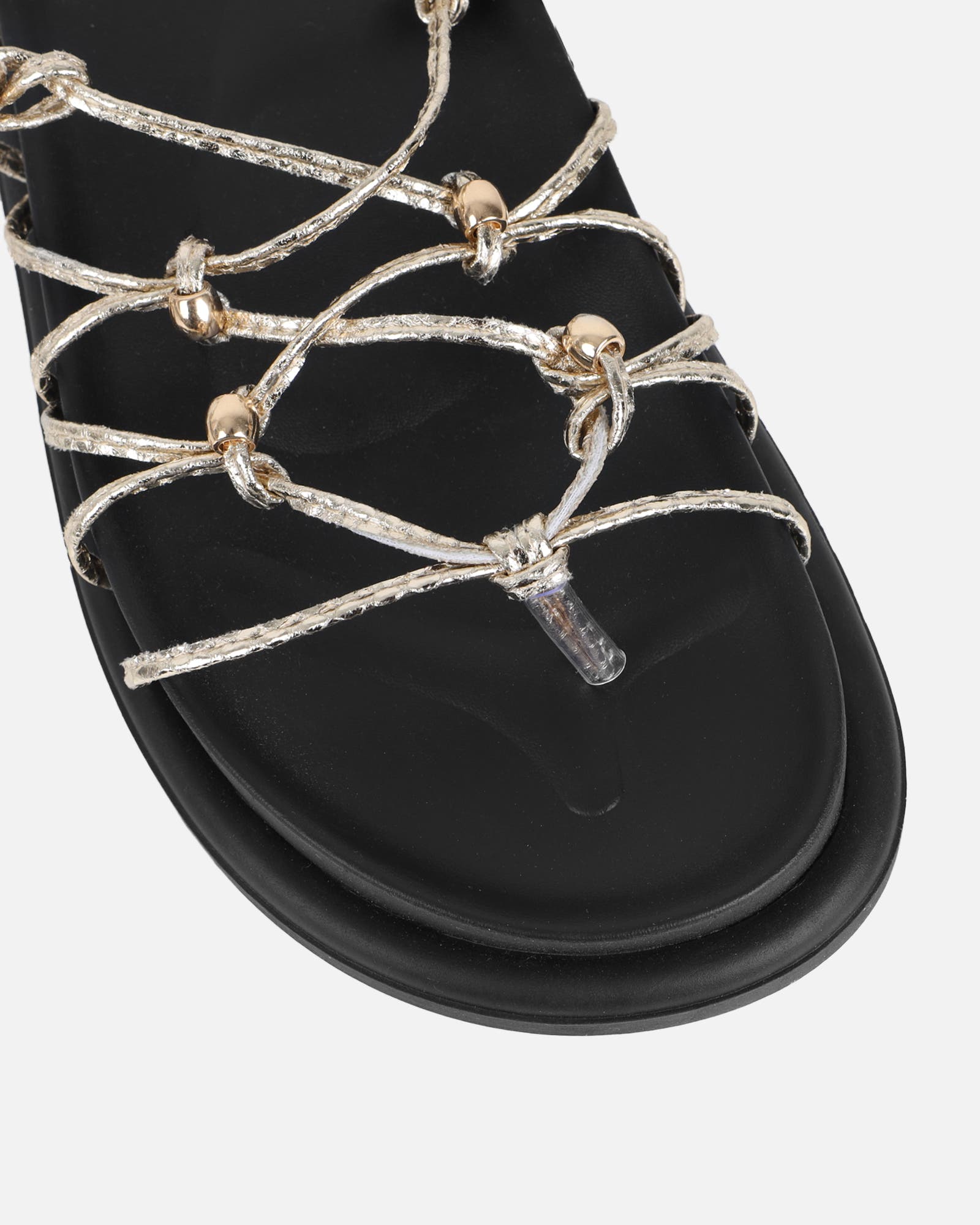 Billie Gold Rope Tie Up Sandals | SIMMI London