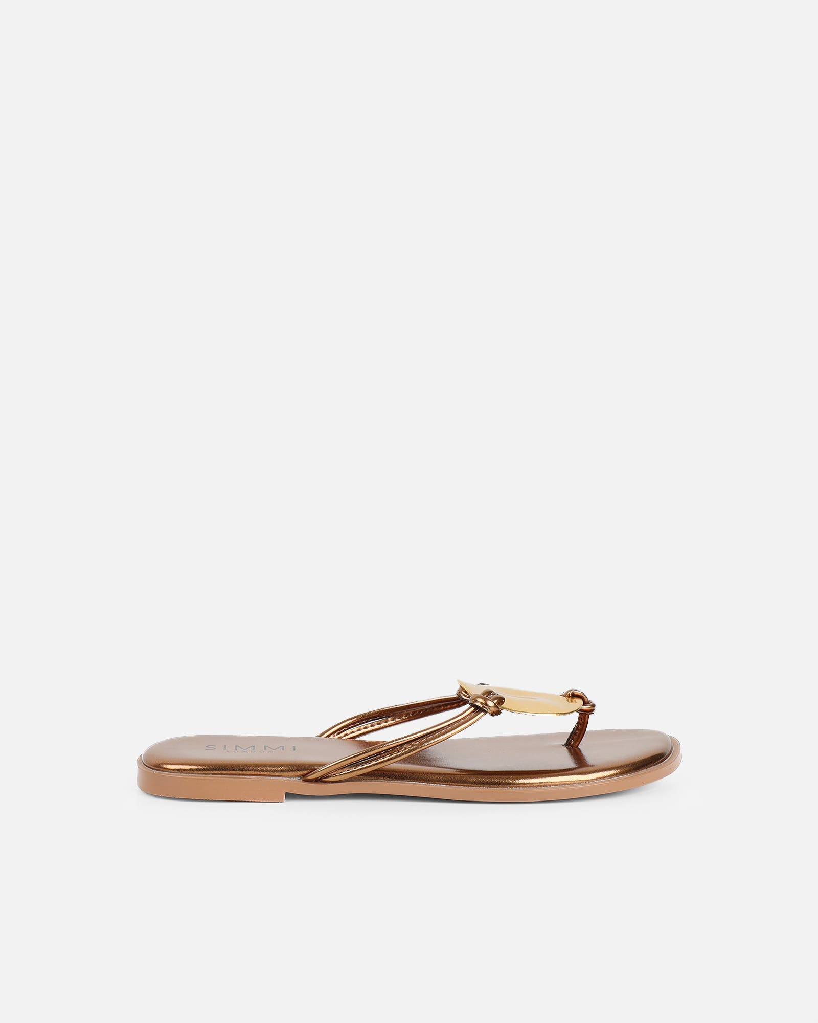 Bowe Bronze Gold Detail Toe Thong Sliders | SIMMI London