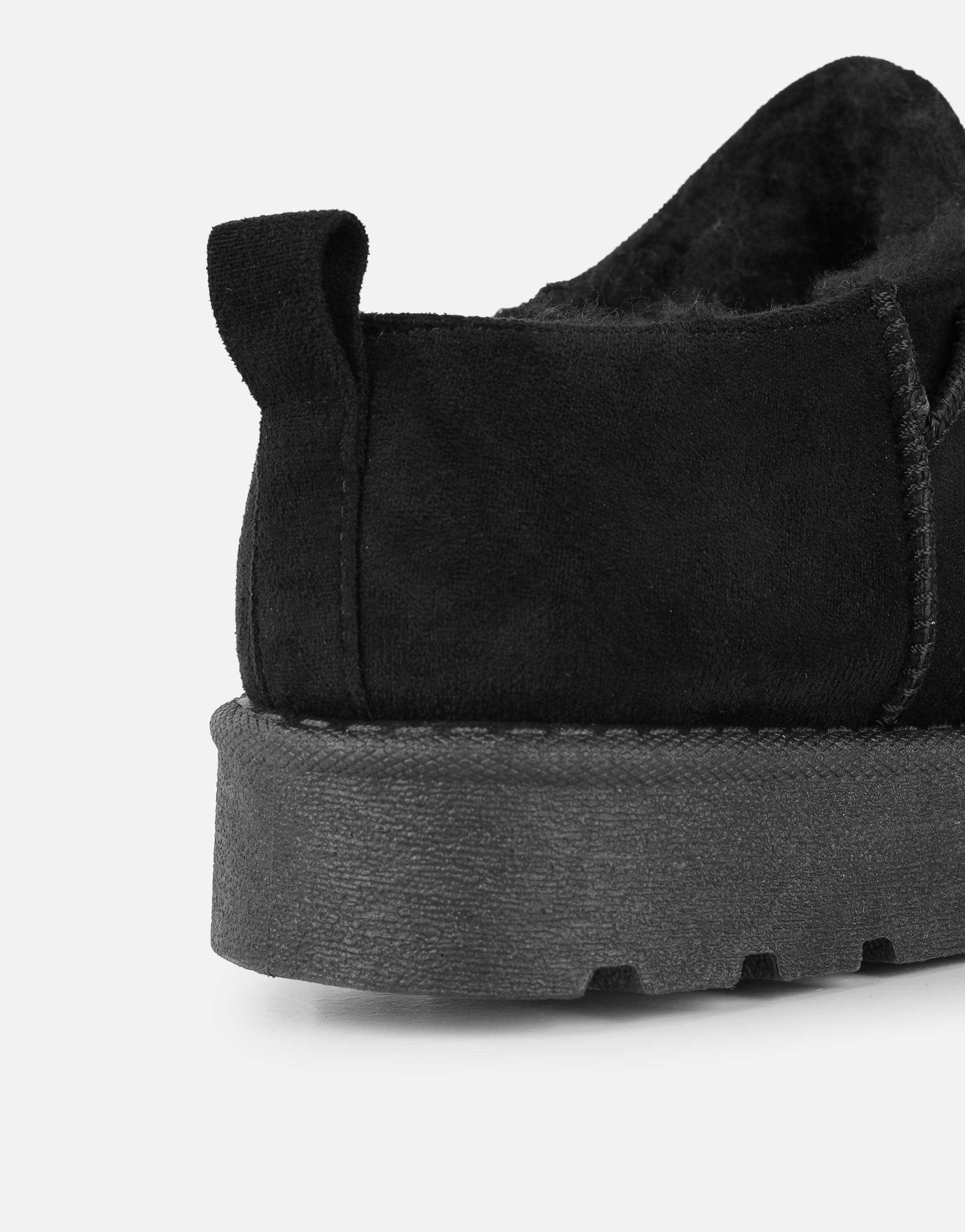 Emmy Black Faux Suede Micro Flatform Boots | SIMMI London