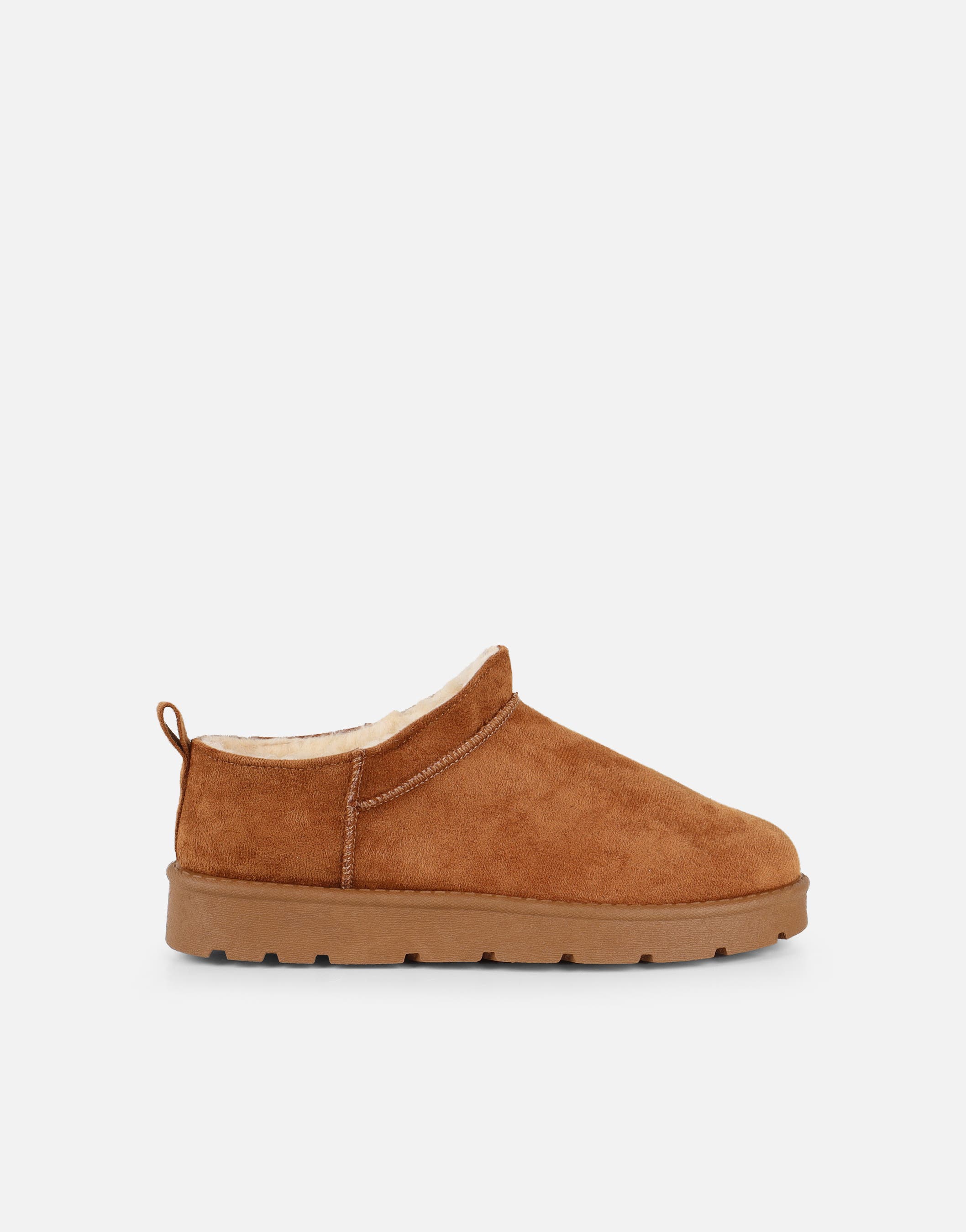 Emmy Chestnut Faux Suede Micro Flatform Boots | SIMMI London