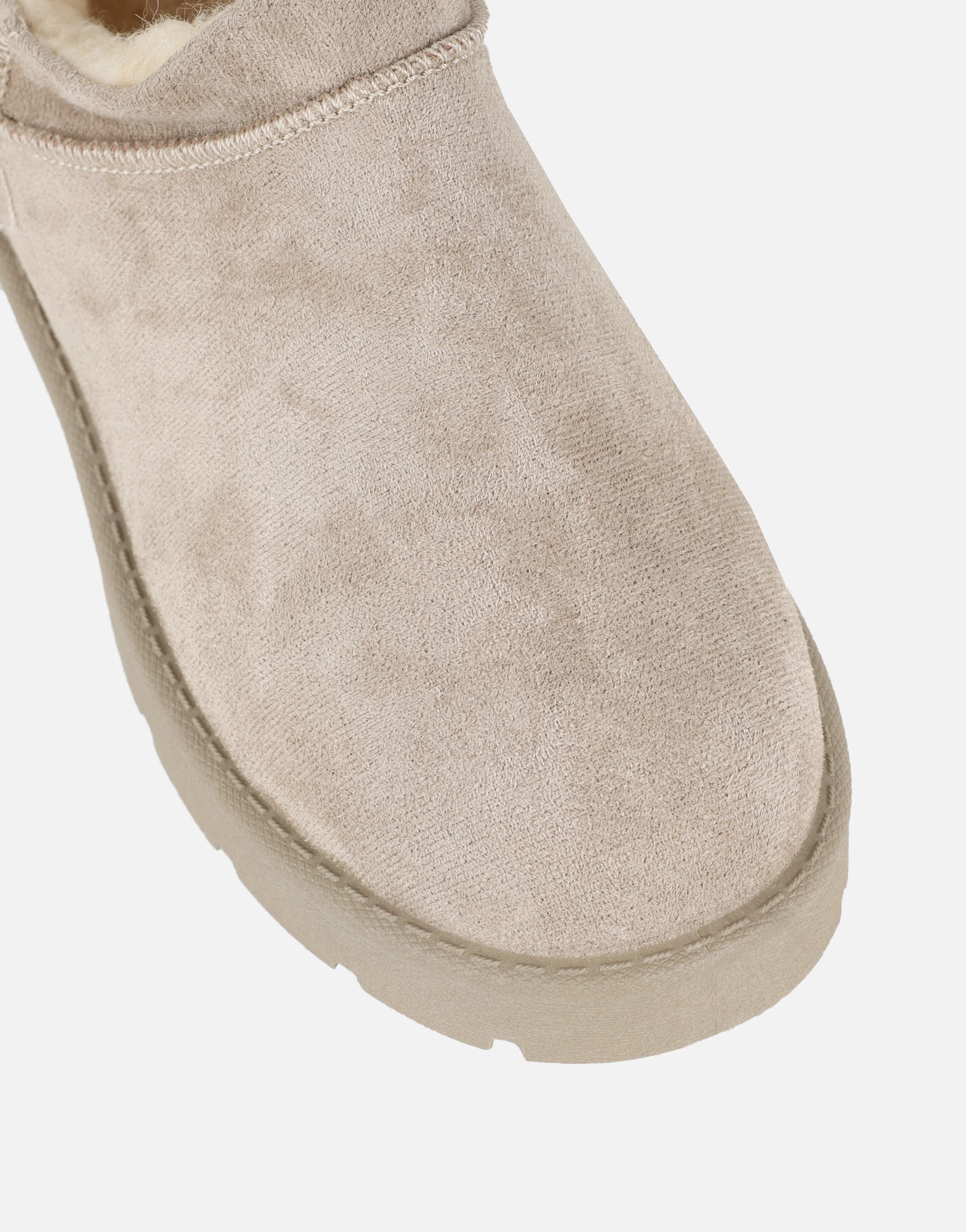 Emmy Mushroom Faux Suede Micro Flatform Boots | SIMMI London