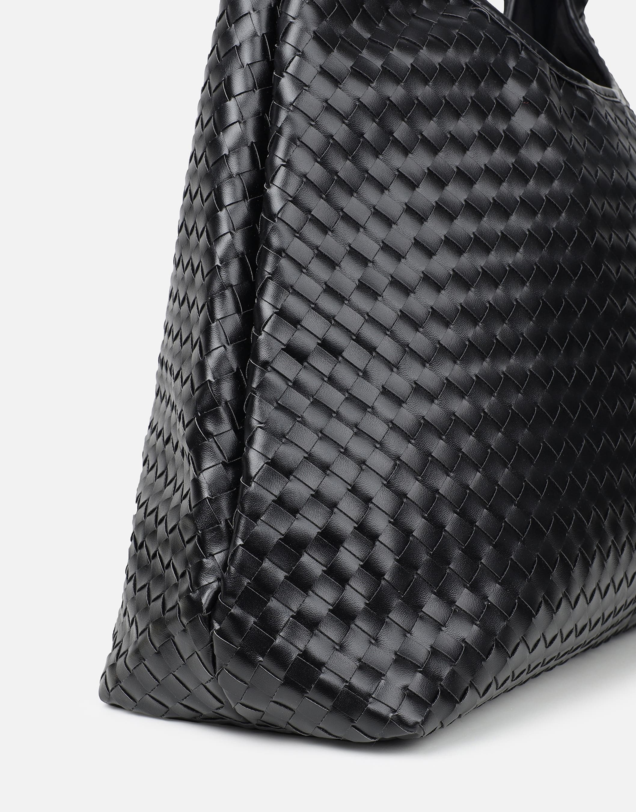 Caria Black Woven Shoulder Bag | SIMMI London
