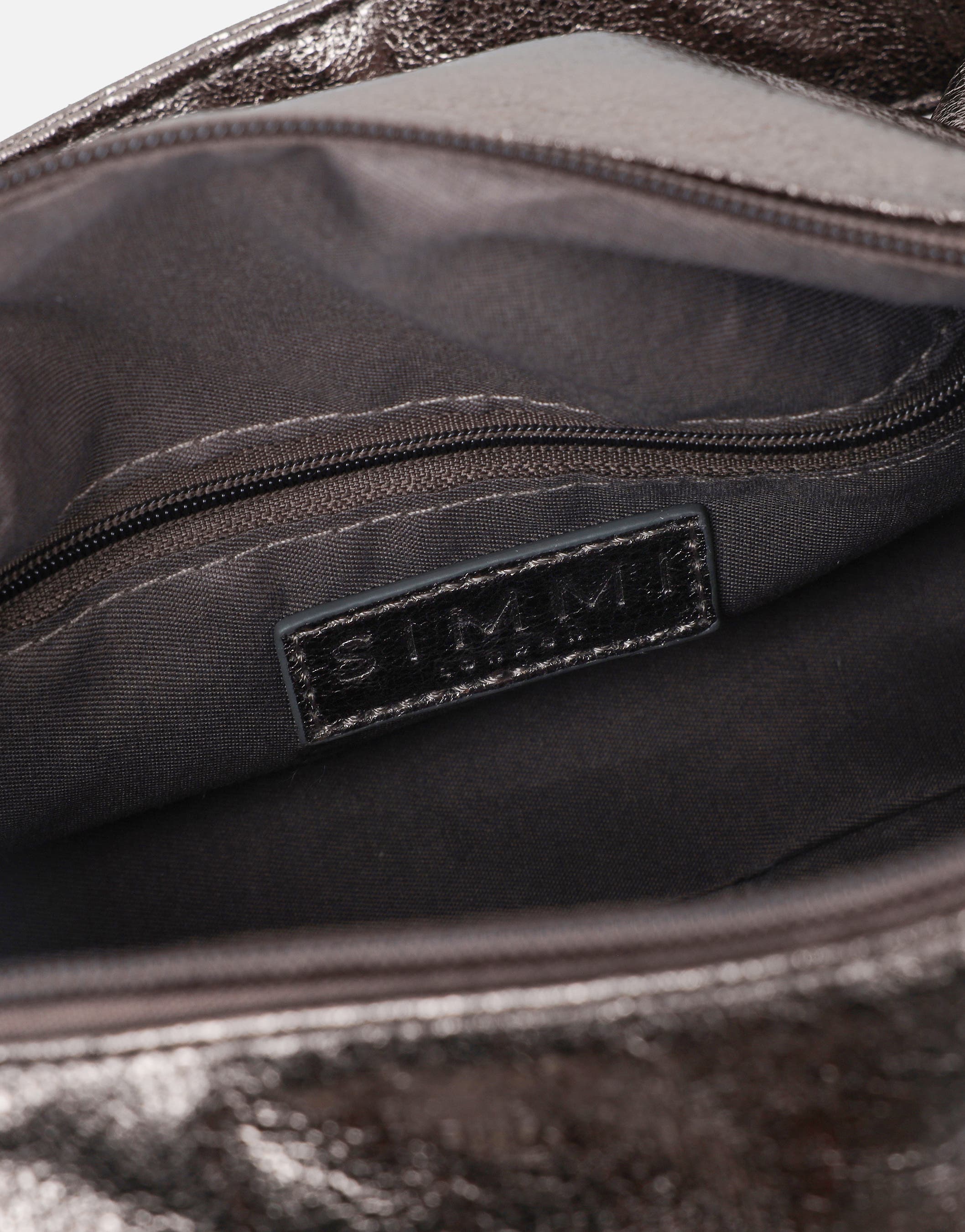 Ceyda Pewter Metallic Barrel Utility Shoulder Bag | SIMMI London