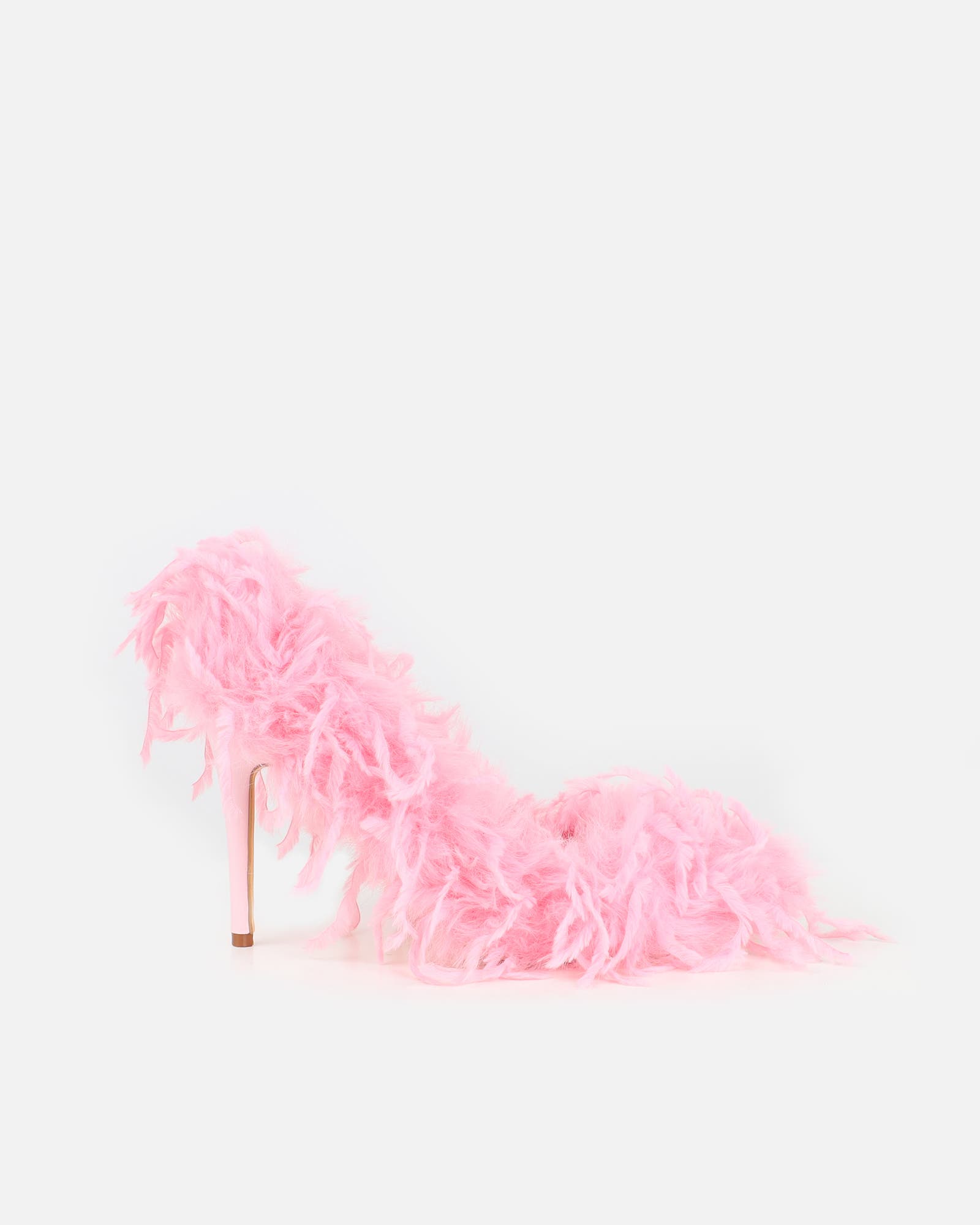 Charlee Pink Faux Feathered Court Shoes | SIMMI London