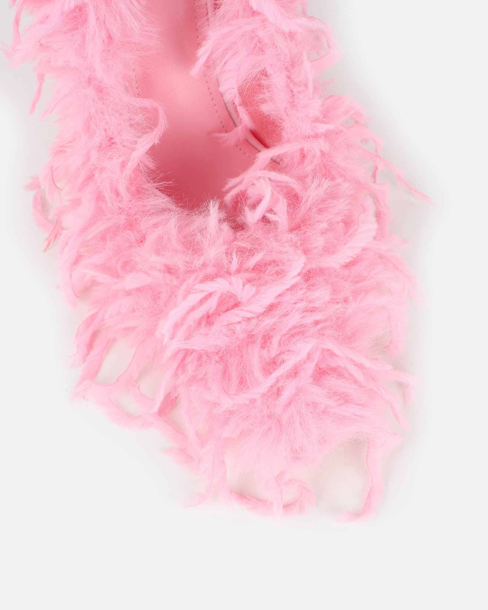Charlee Pink Faux Feathered Court Shoes | SIMMI London