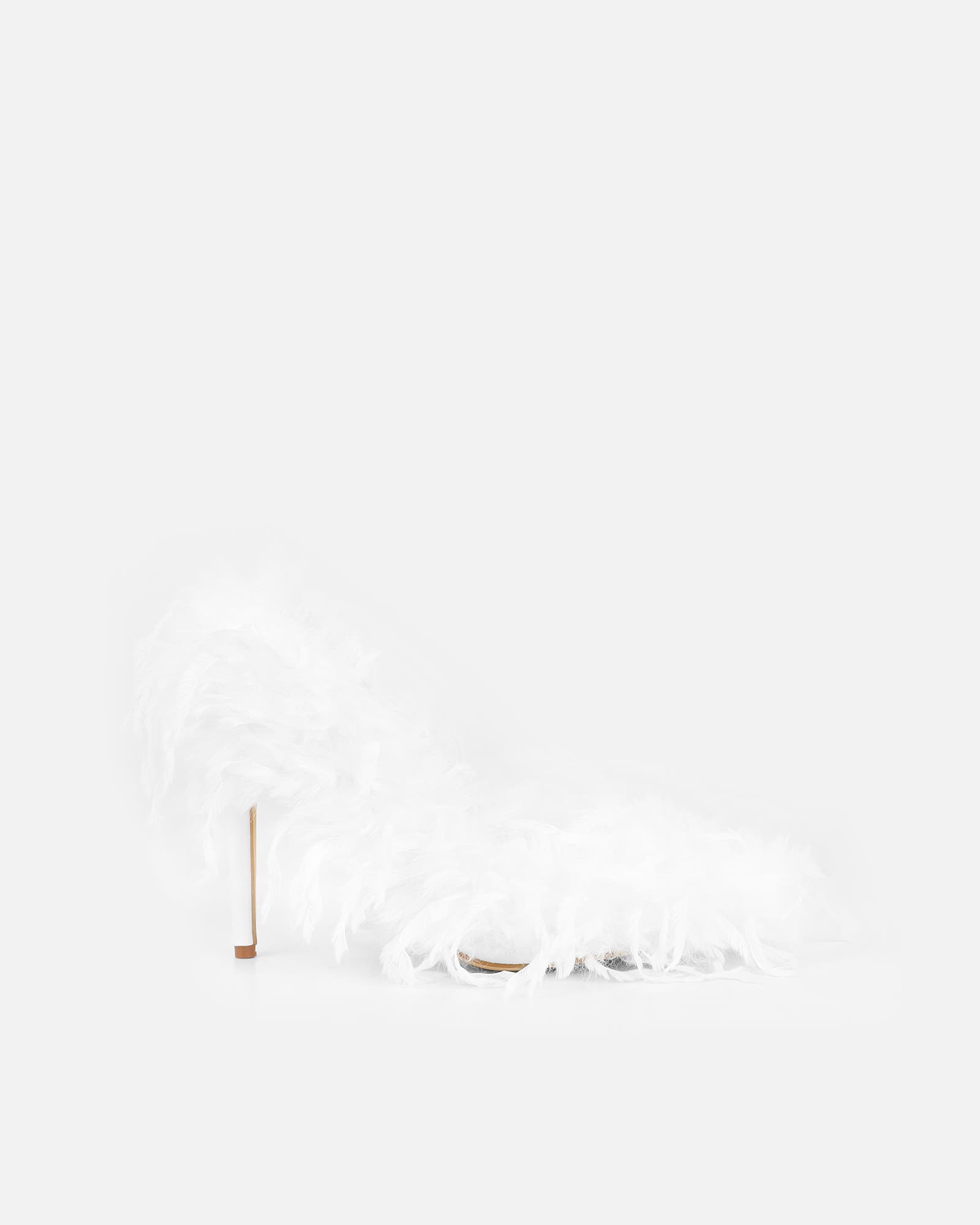 Charlee White Faux Feathered Court Shoes | SIMMI London