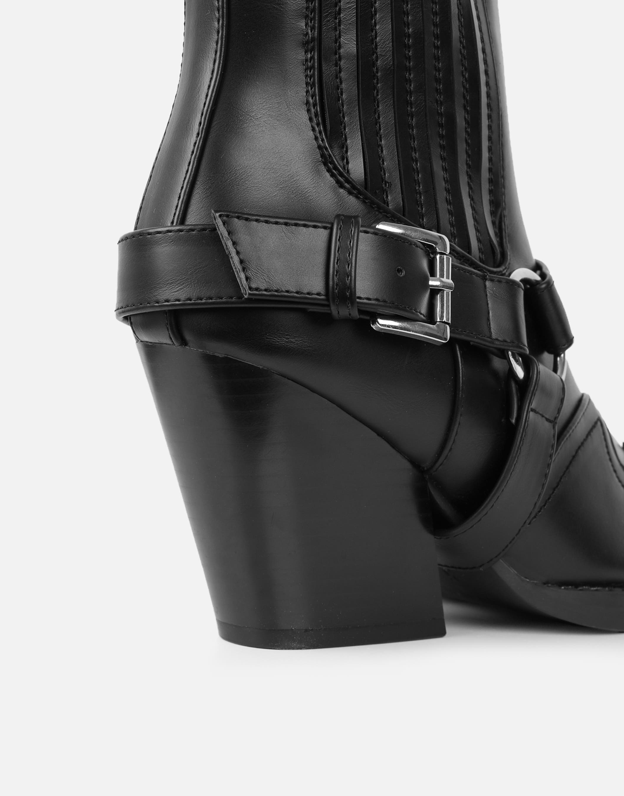 Esperanza Black Western Saddled Ankle Boots | SIMMI London