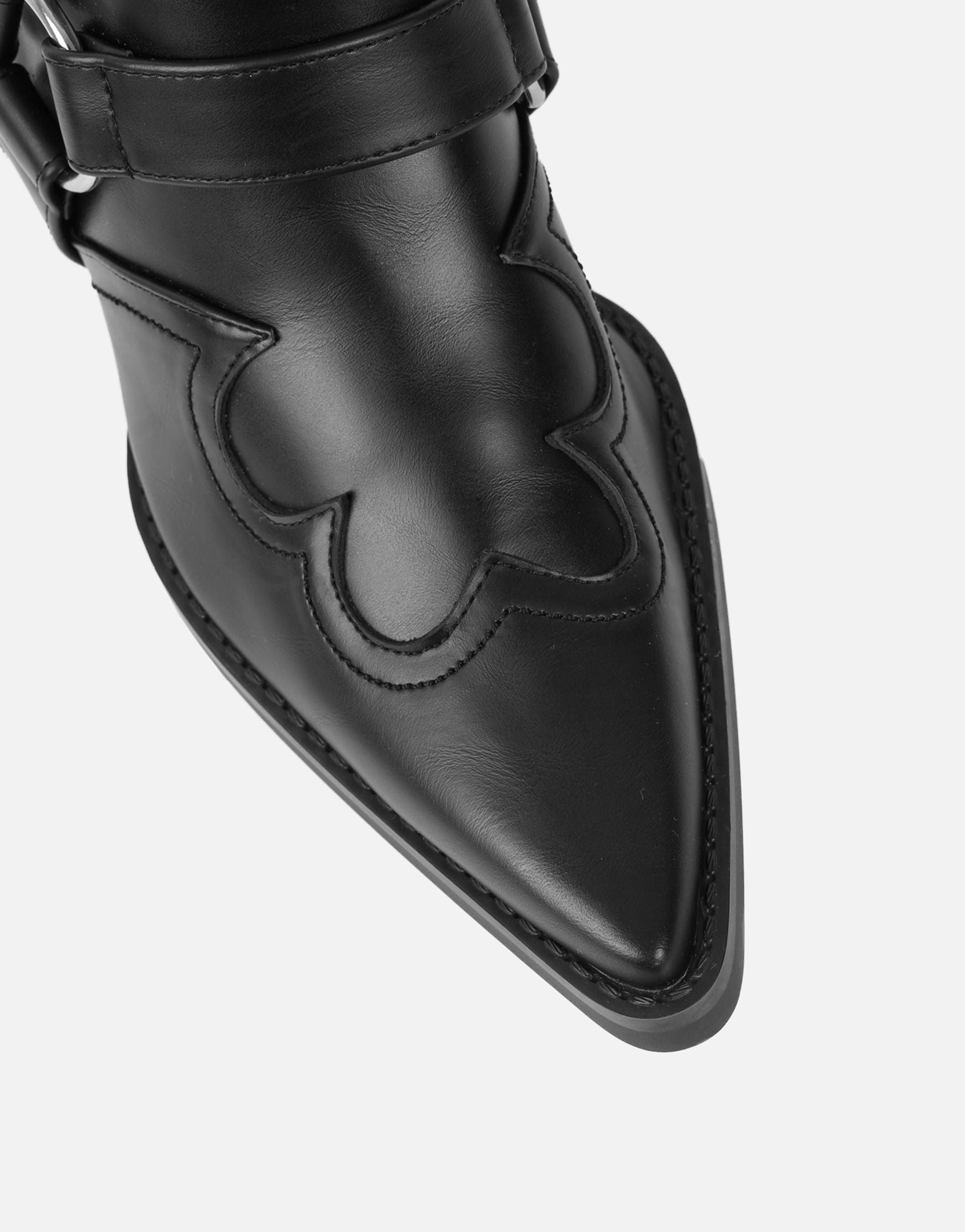 Esperanza Black Western Saddled Ankle Boots | SIMMI London