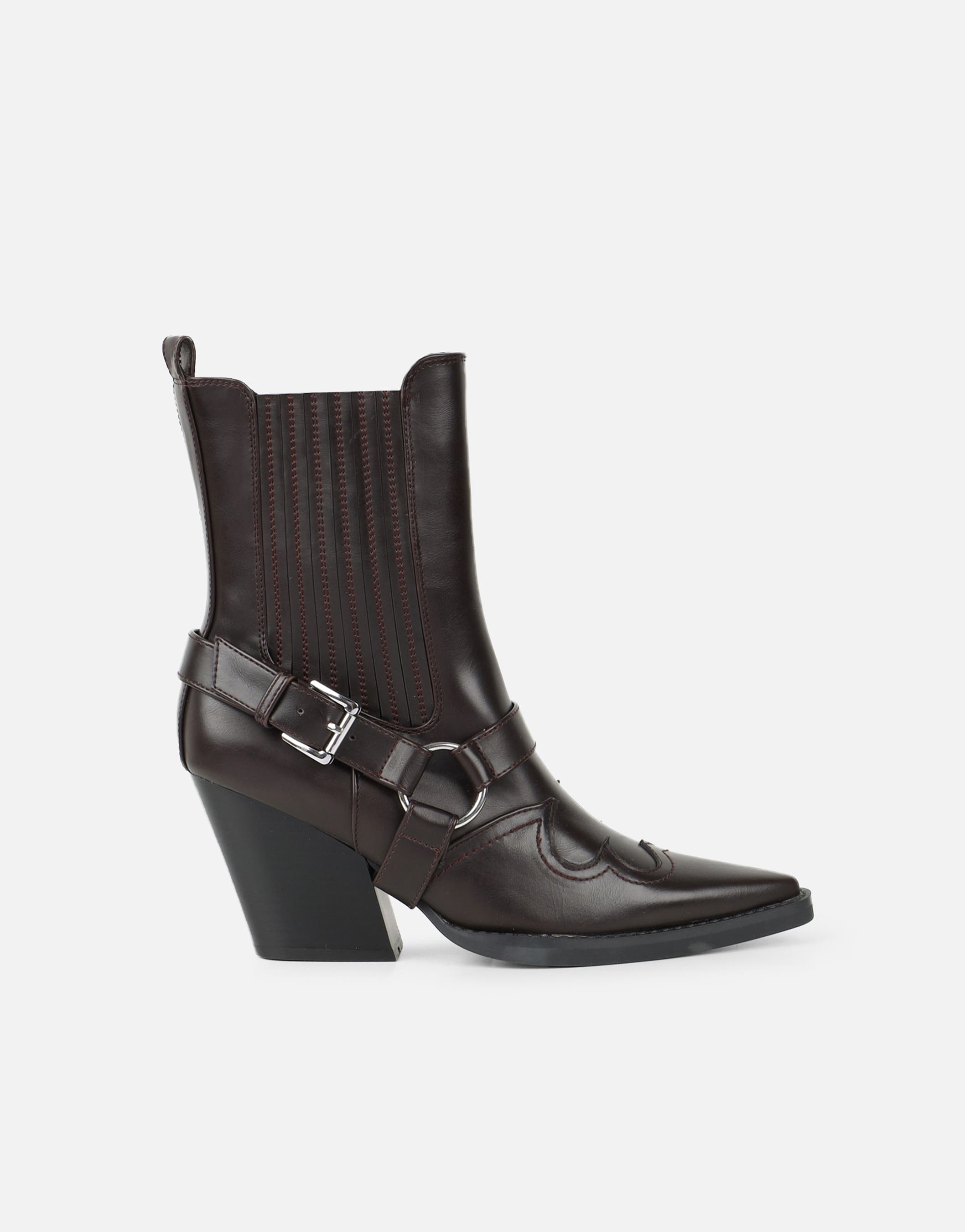 Esperanza Brown Western Saddled Ankle Boots | SIMMI London