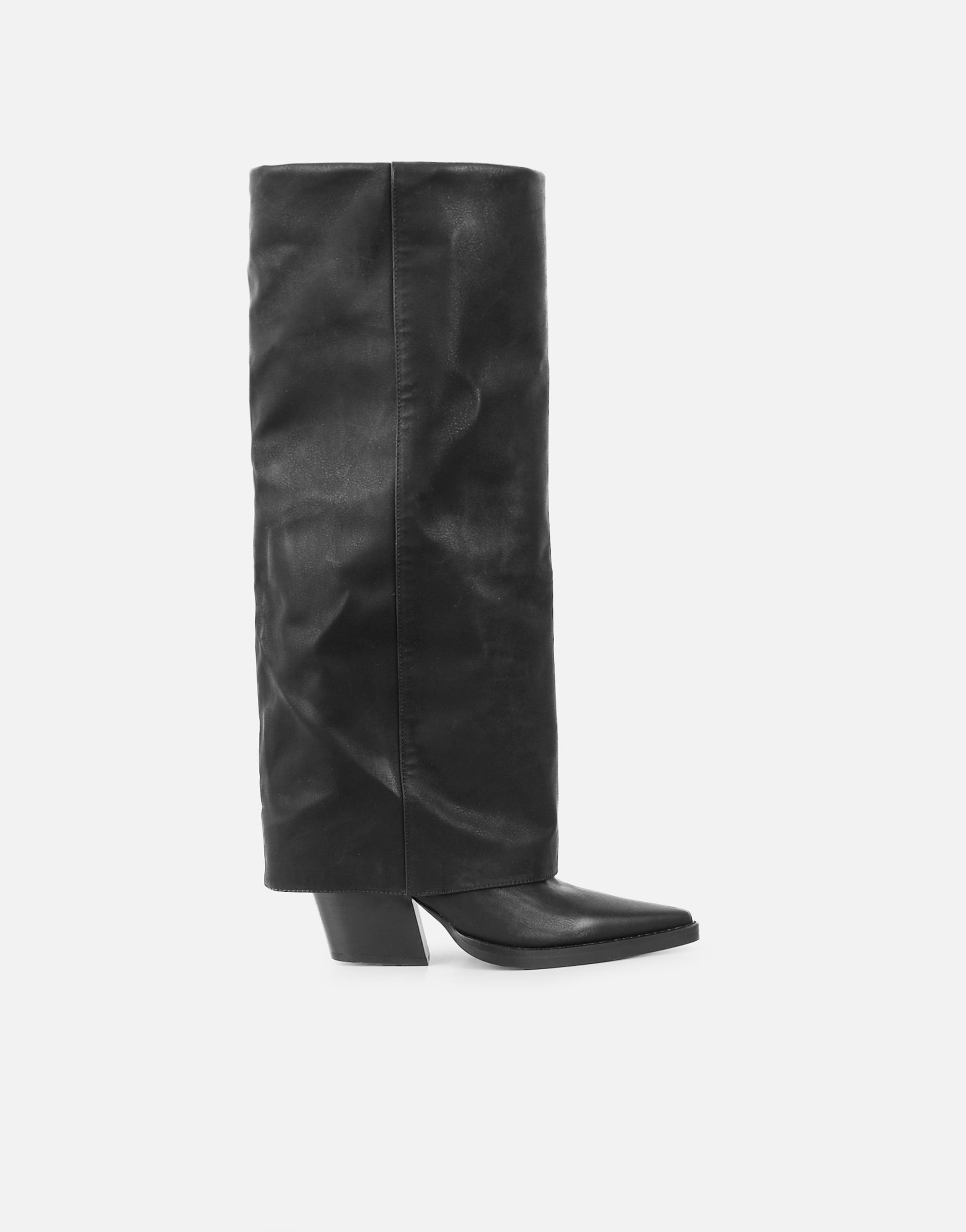 Kiarra Black Western Foldover Heeled Boots | SIMMI London