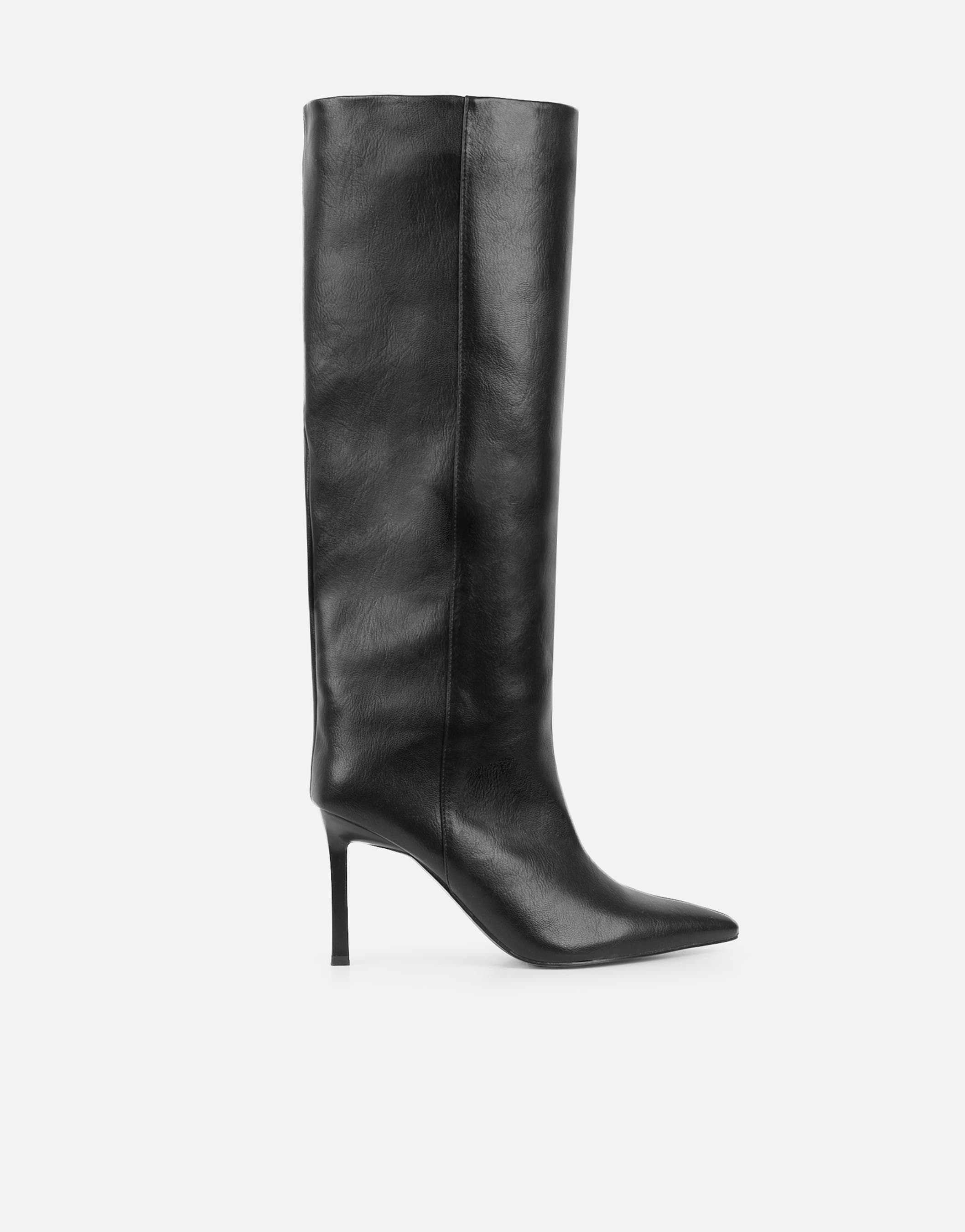 Miguel Black Knee High Heeled Boots | SIMMI London
