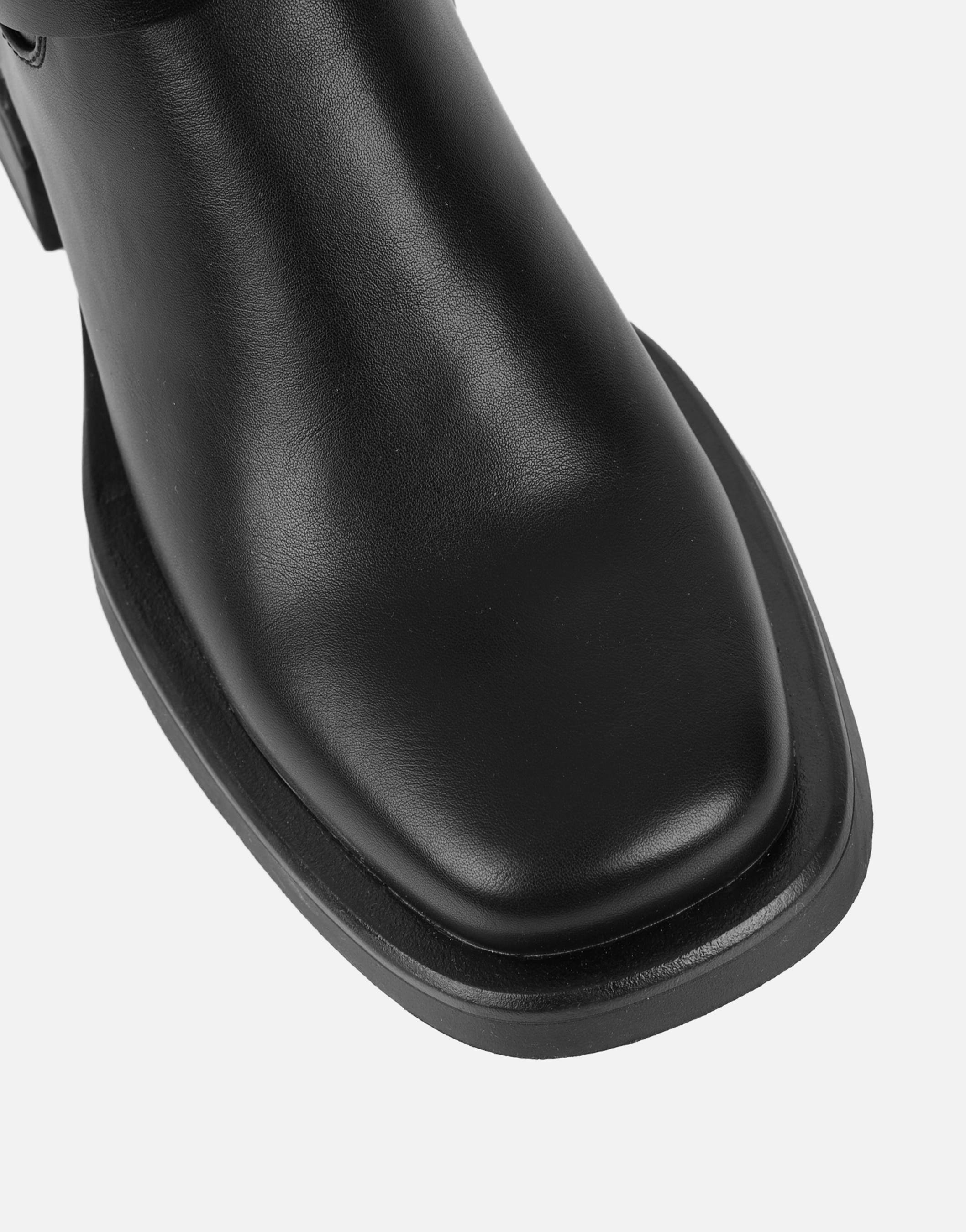 Dilly Black Knee High Buckle Detail Sock Boots | SIMMI London