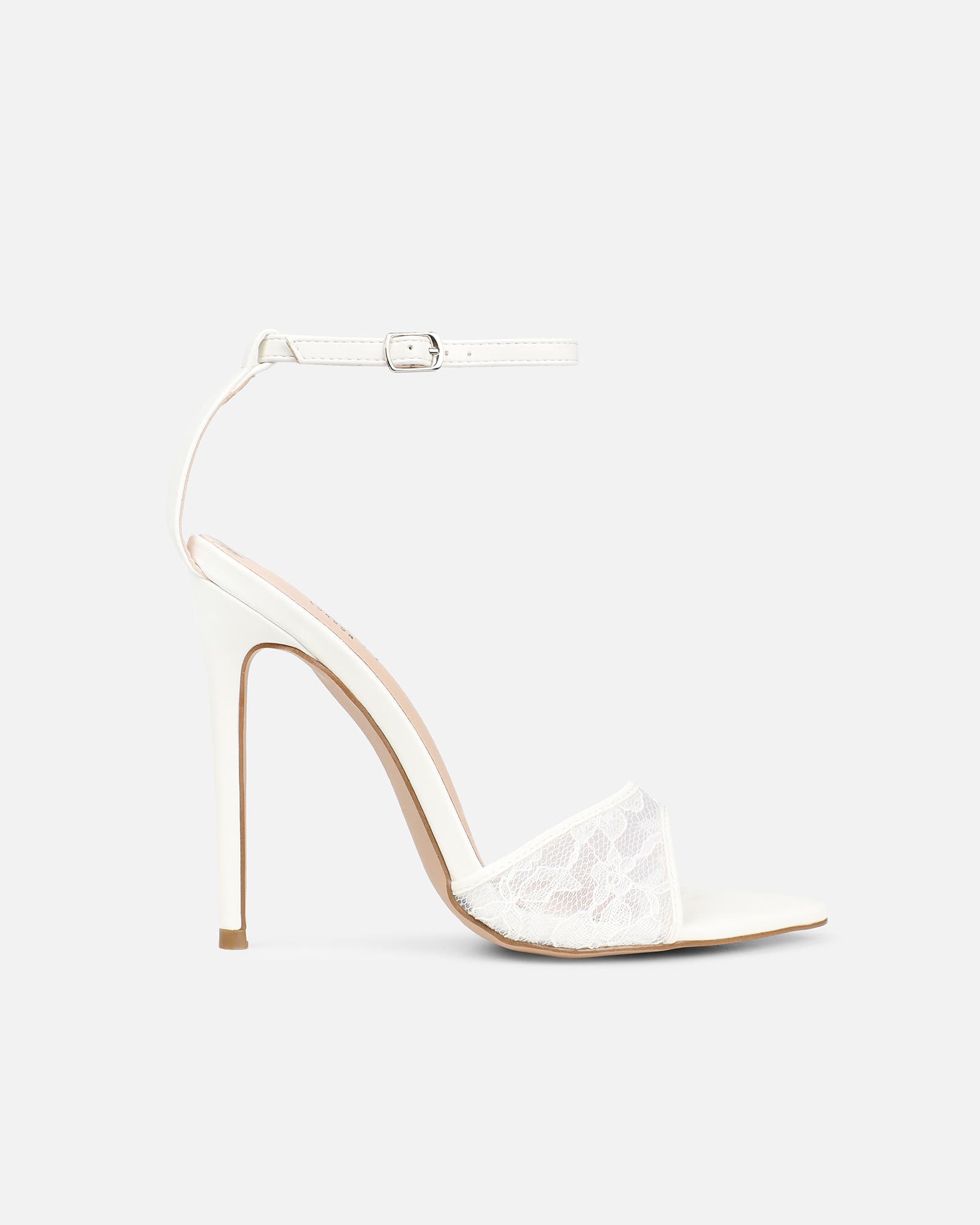 Eavie White Lace Heeled Sandals | SIMMI London