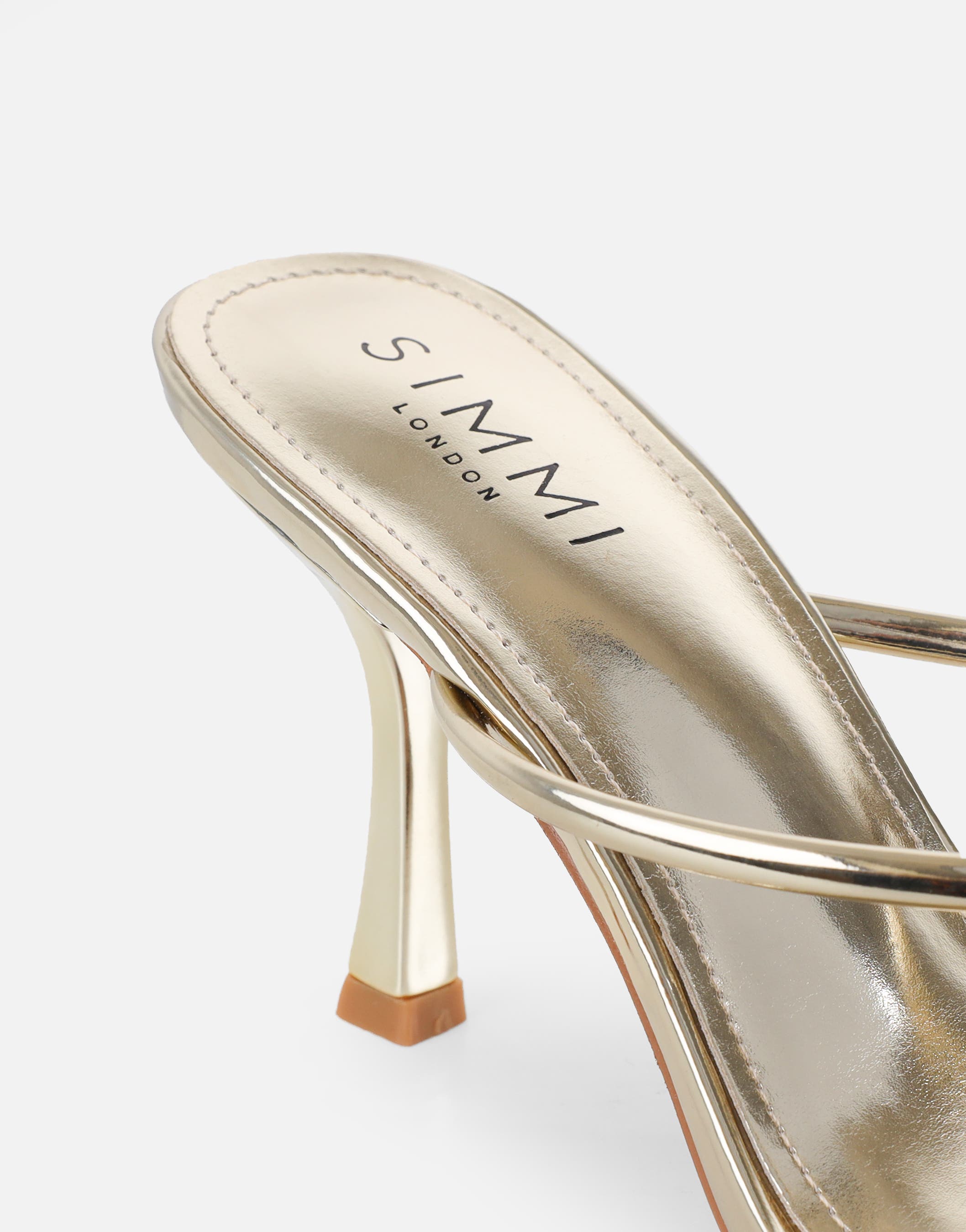 Moni Gold Mirror Diamante Toe Detail Mules | SIMMI London