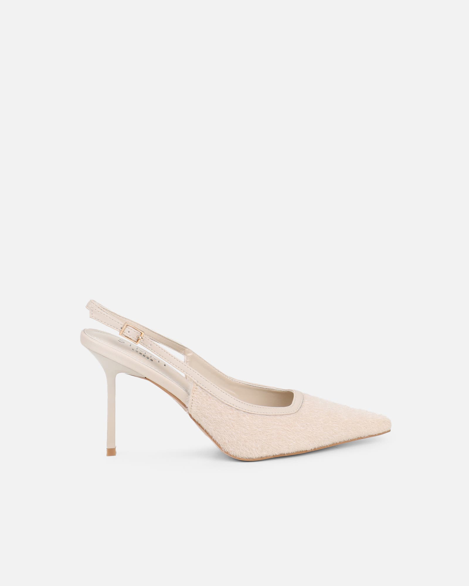 Exmoor Beige Plush Slingback Courts | SIMMI London