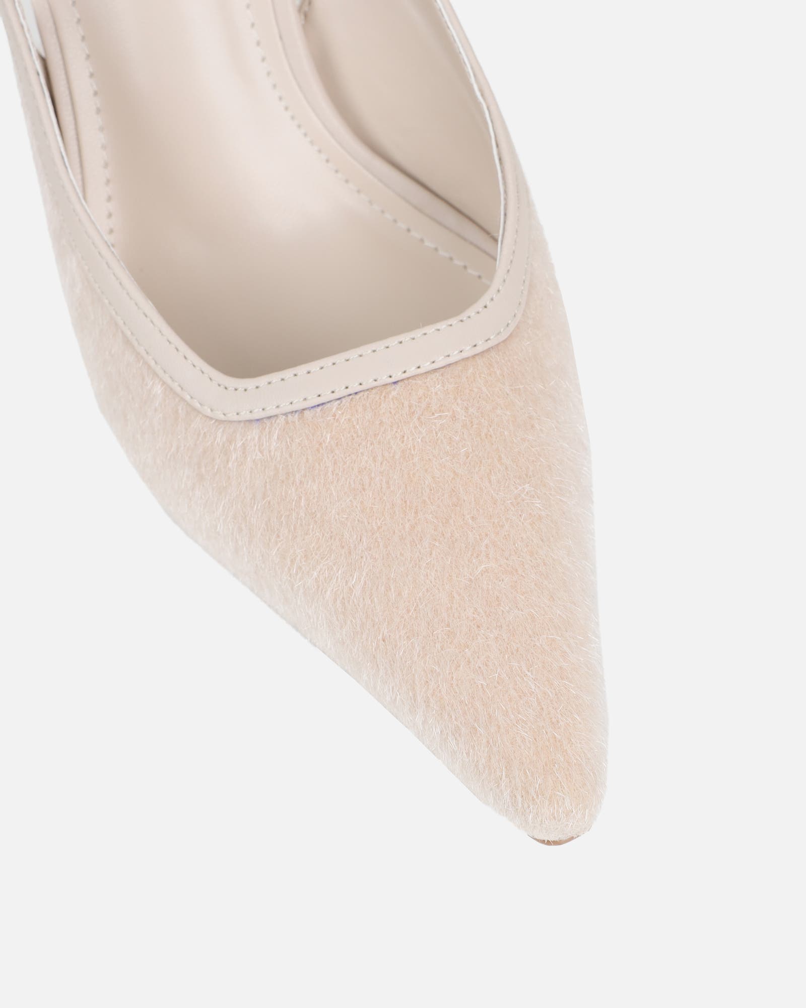 Exmoor Beige Plush Slingback Courts | SIMMI London