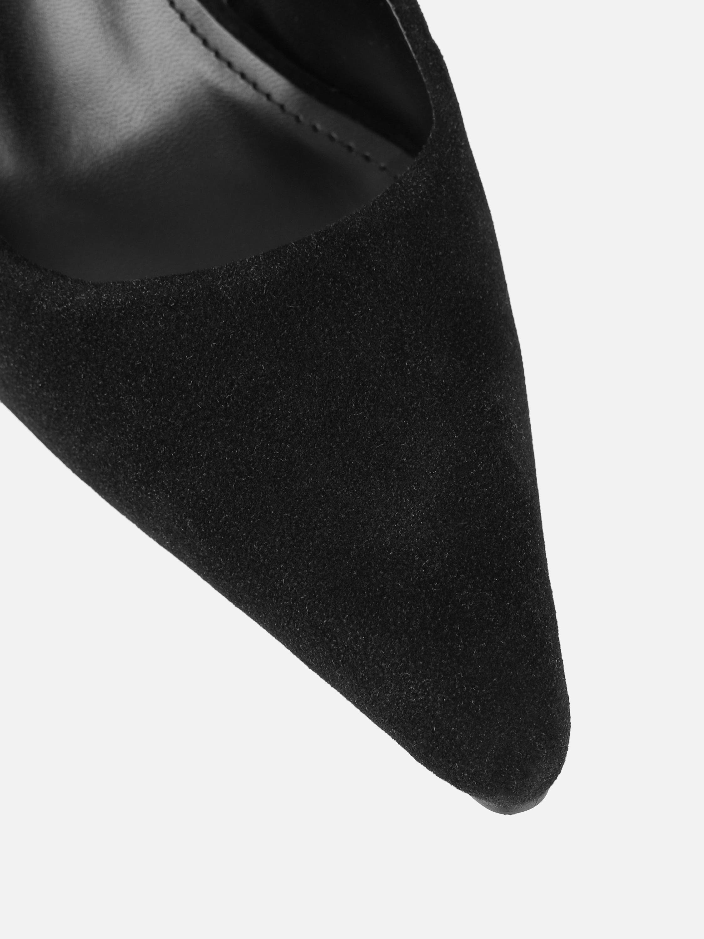 Emarra Black Suede Slingback Court Shoes | SIMMI London