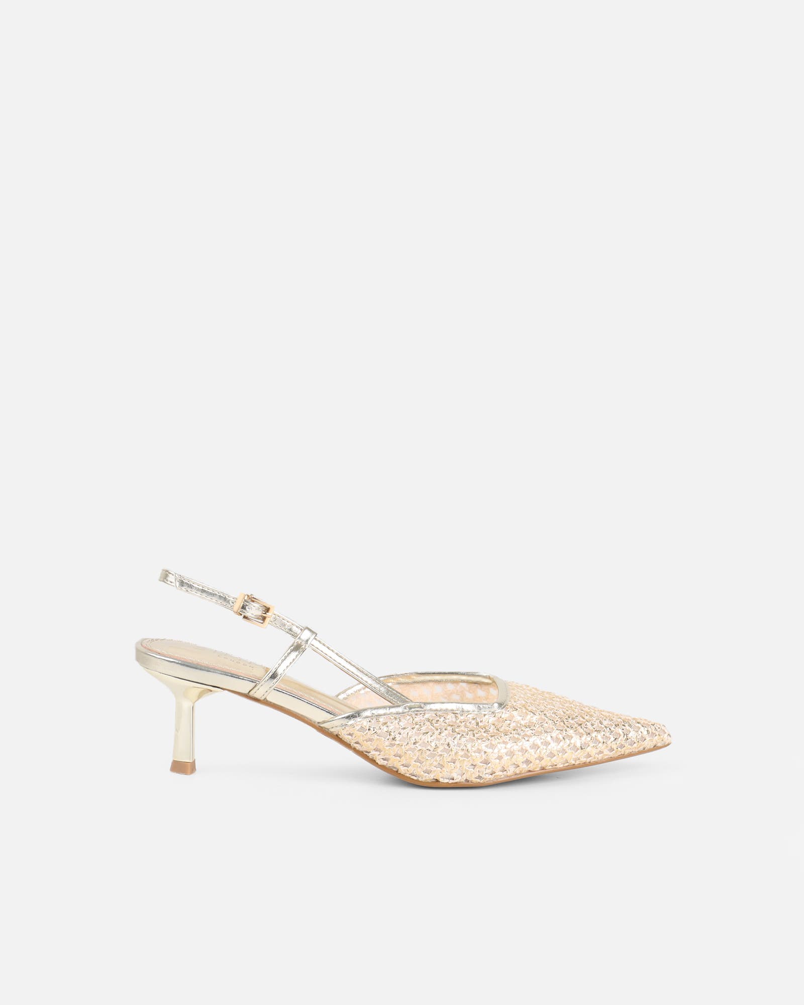 Filo Gold Woven Slingback Courts | SIMMI London