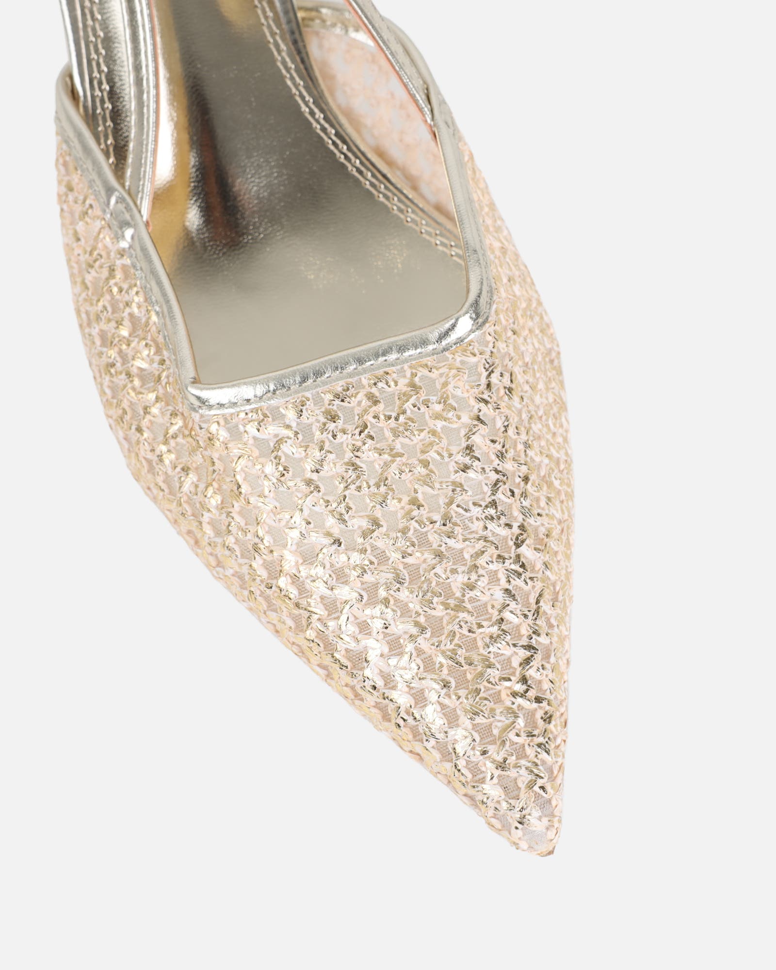 Filo Gold Woven Slingback Courts | SIMMI London