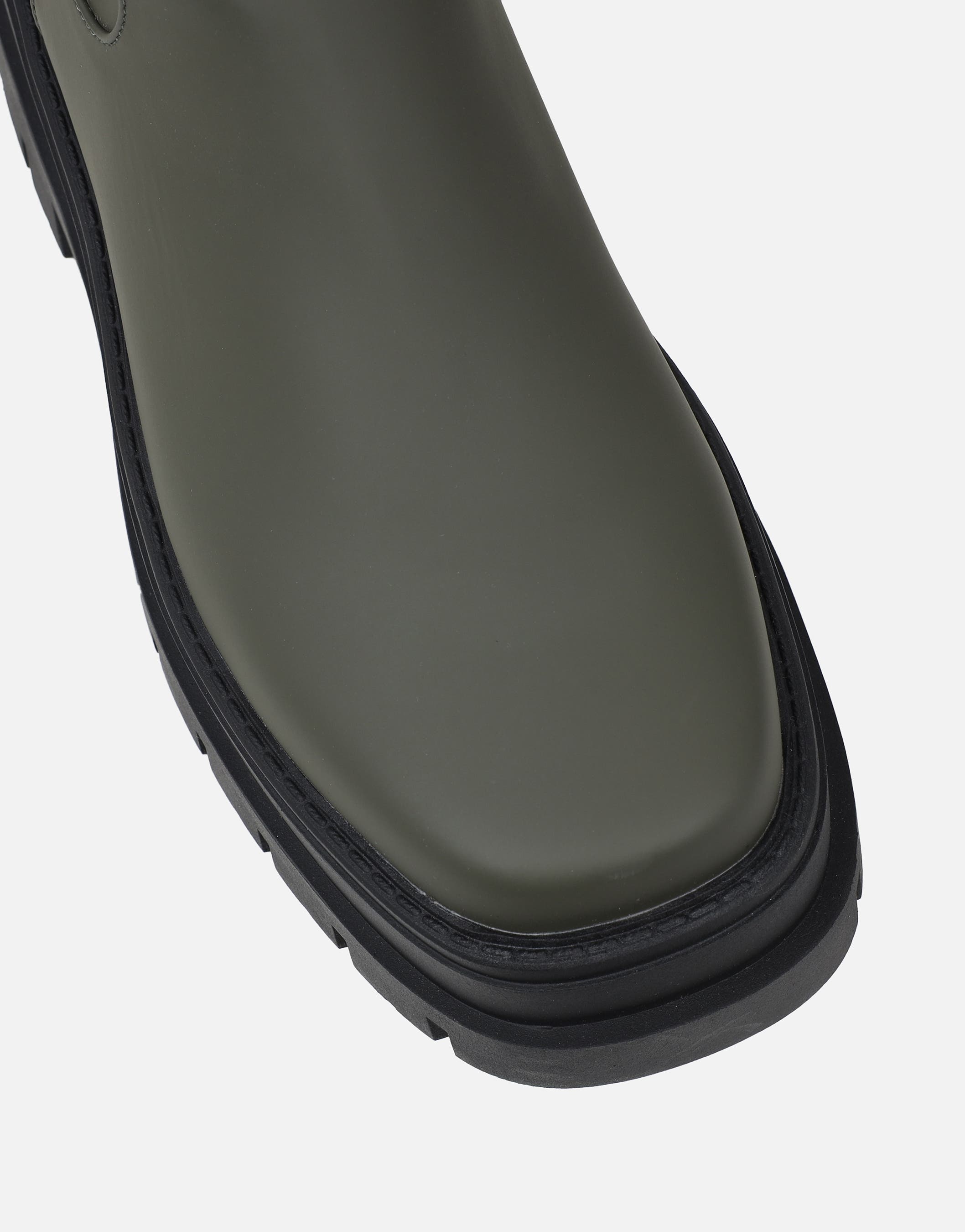 Ansel Khaki Rubberized Contrast Chunky Chelsea Boots | SIMMI London