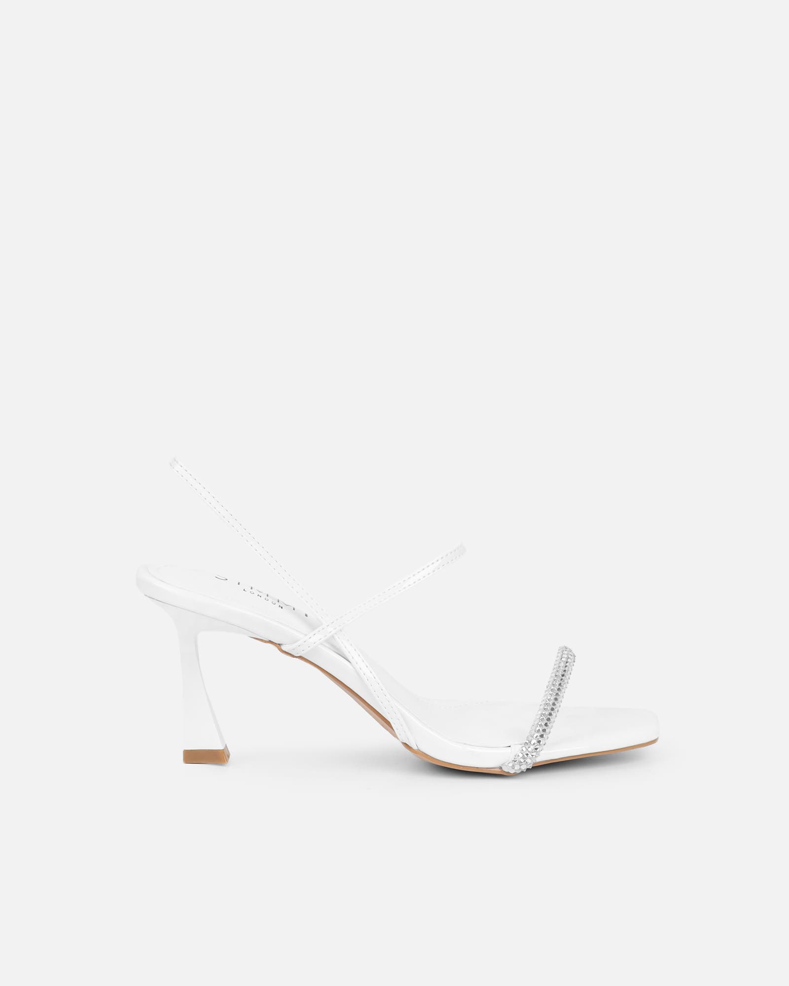 Gillespie White Diamante Heeled Sandals | SIMMI London