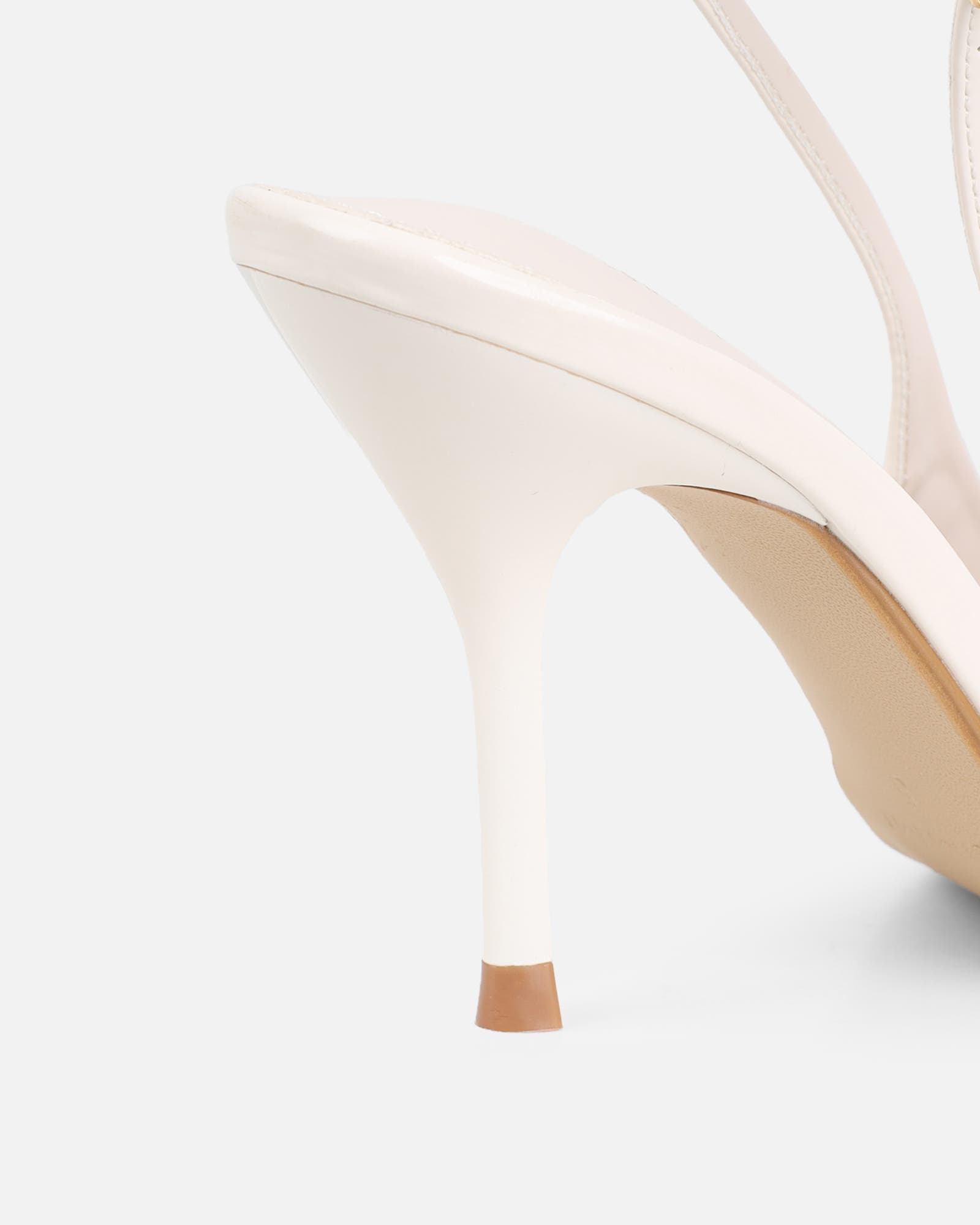 Marika White Patent Buckle Detail Slingback Courts | SIMMI London