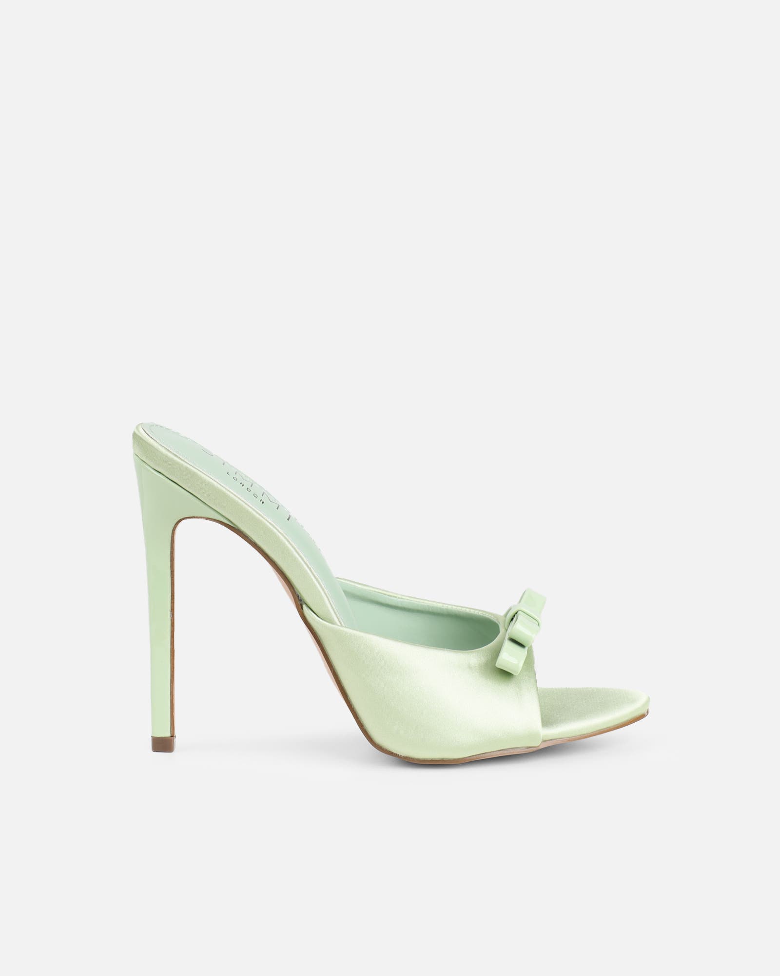 Halima Sage Satin Bow Detail Heeled Mules