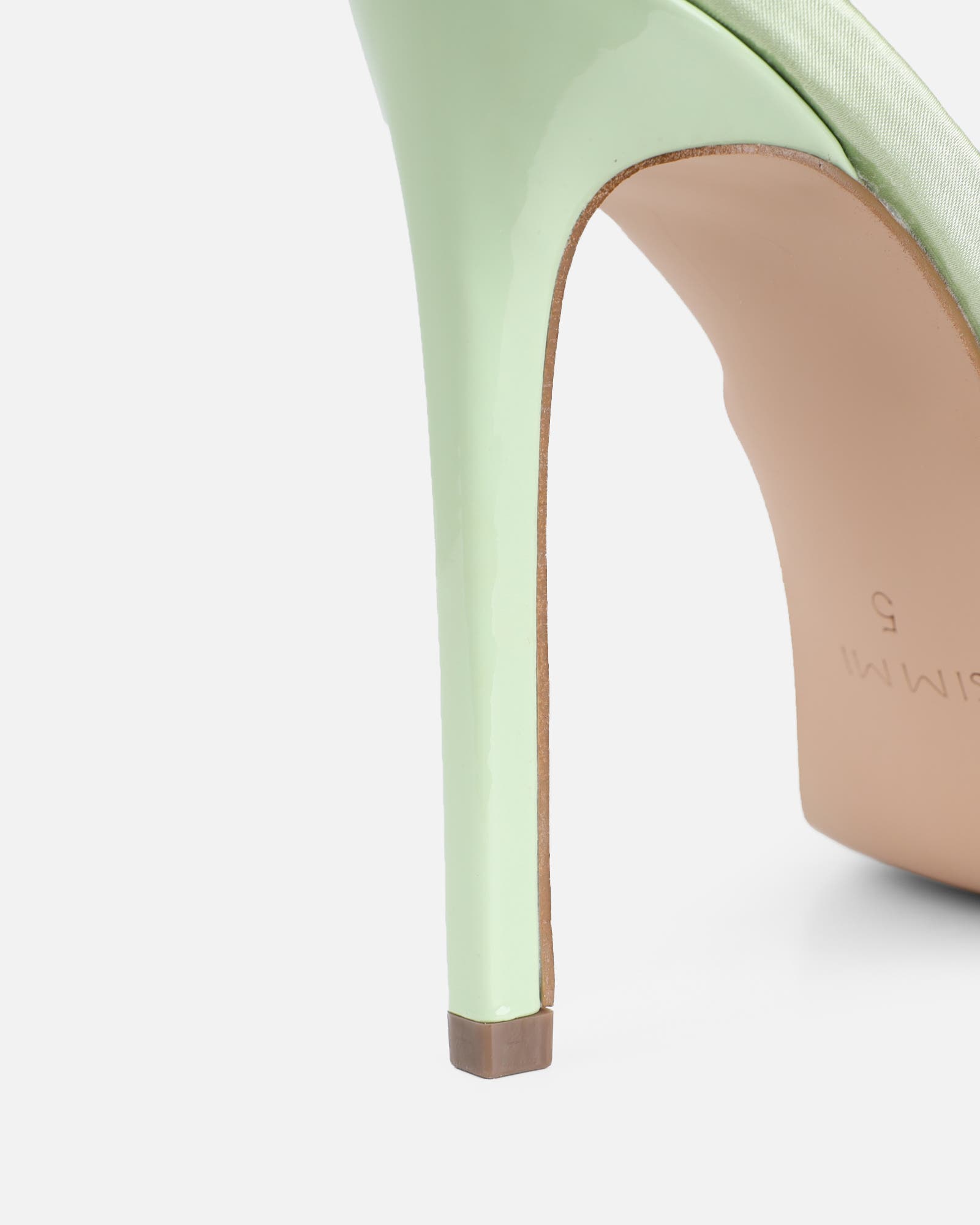 Halima Sage Satin Bow Detail Heeled Mules