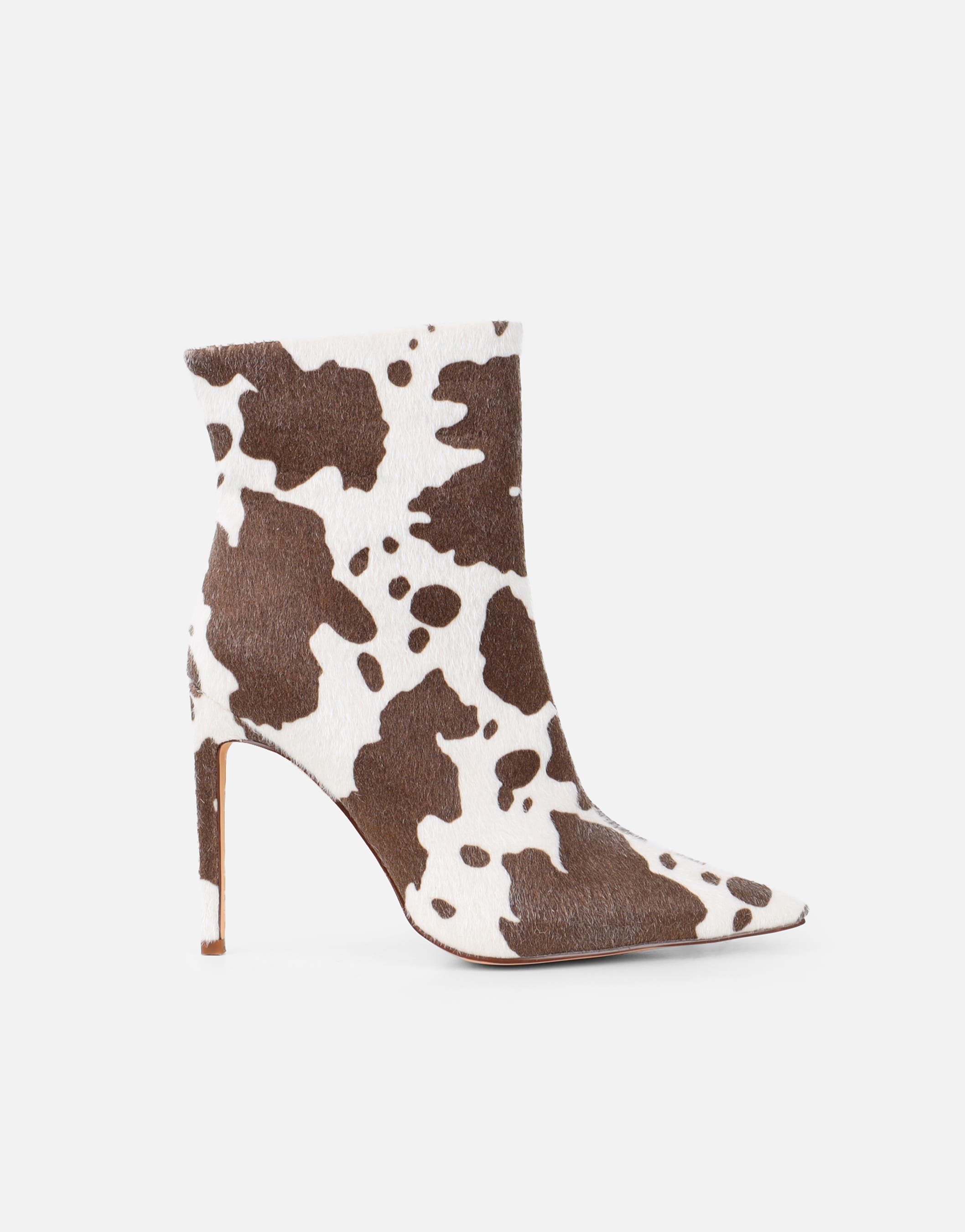 Harvie Cow Print Heeled Ankle Boots | SIMMI London