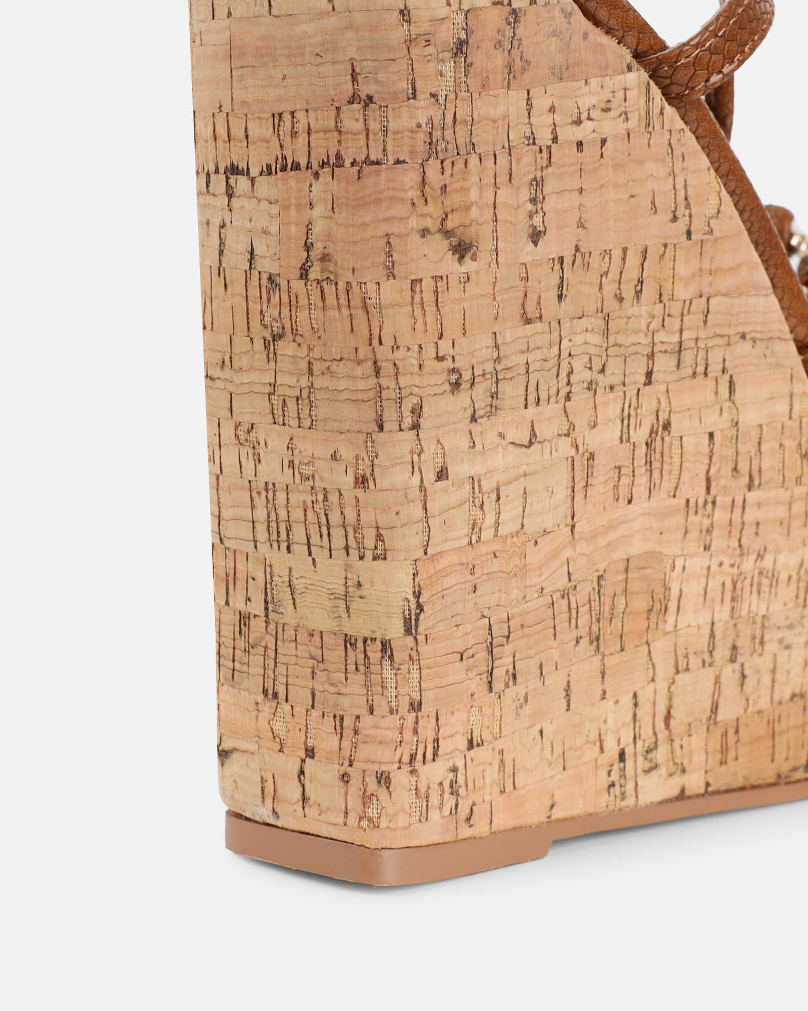 Jadey Tan Snake Gold Detail Wedge Heels | SIMMI London